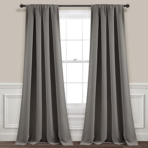Lush Decor Par de paneles de cortinas opacas con aislamiento y bolsillo para barra, 84 pulgadas de largo x 52 pulgadas de ancho, color gris oscuro