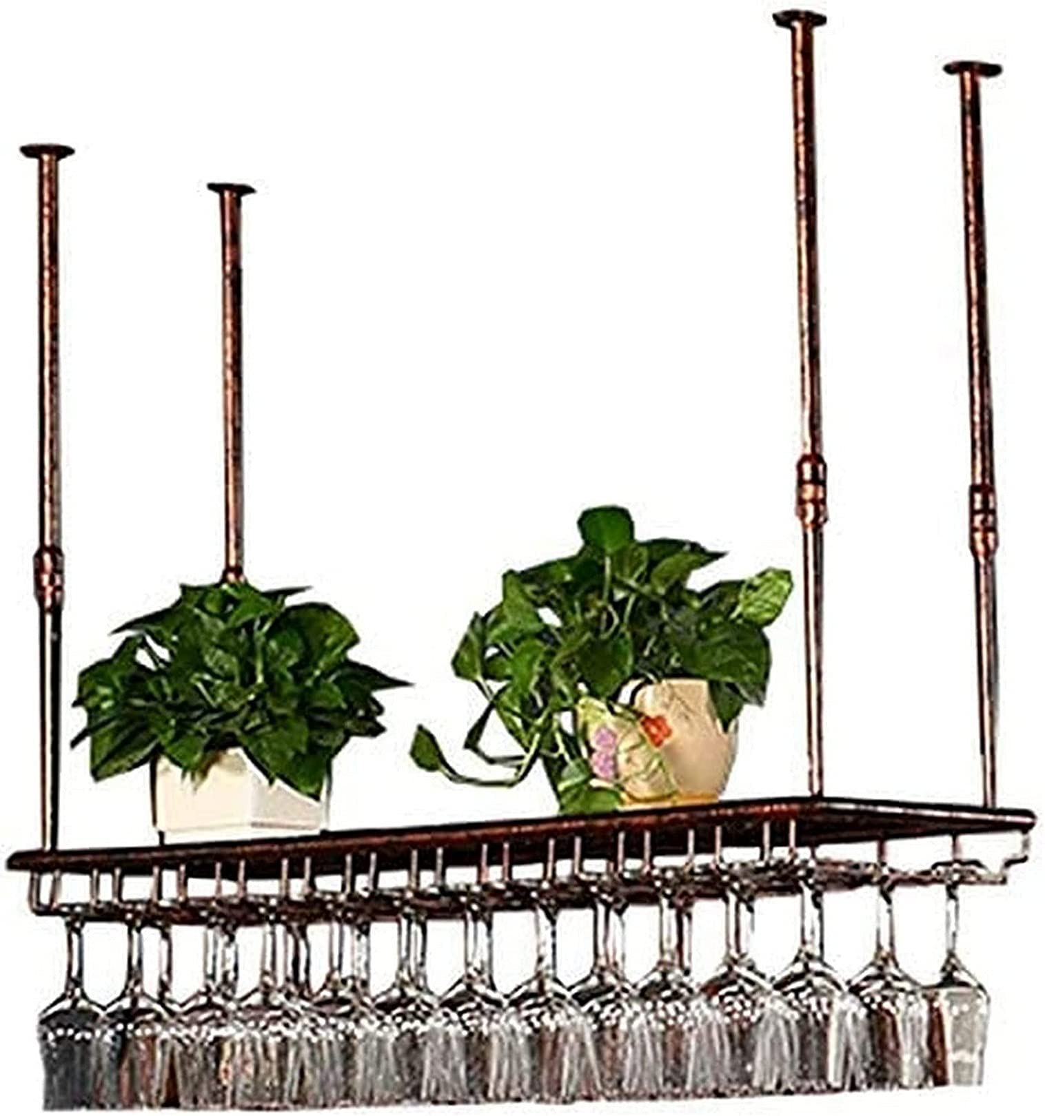 Rack verres suspendu réglable en hauteur support métallique vintage 120cm
