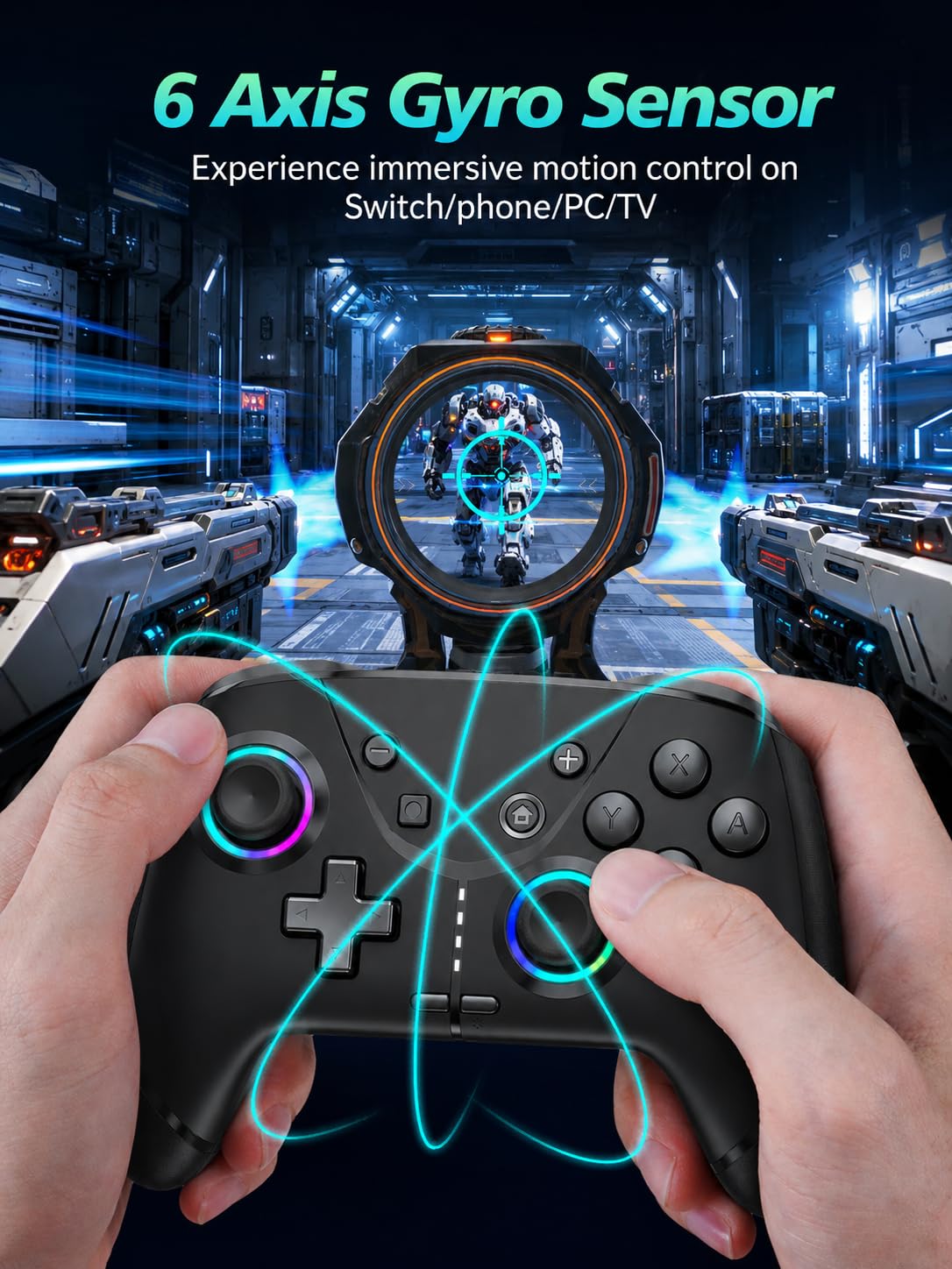aghi Switch 2 Pro Controller with Hall Effect Joysticks and One Key Wake Up | Wireless Game Controller for Switch 2/Switch/Lite/OLED, with Turbo, Dual Vibrations, Loop Macro, 6-Axis Gyro, 800mAh, Black
