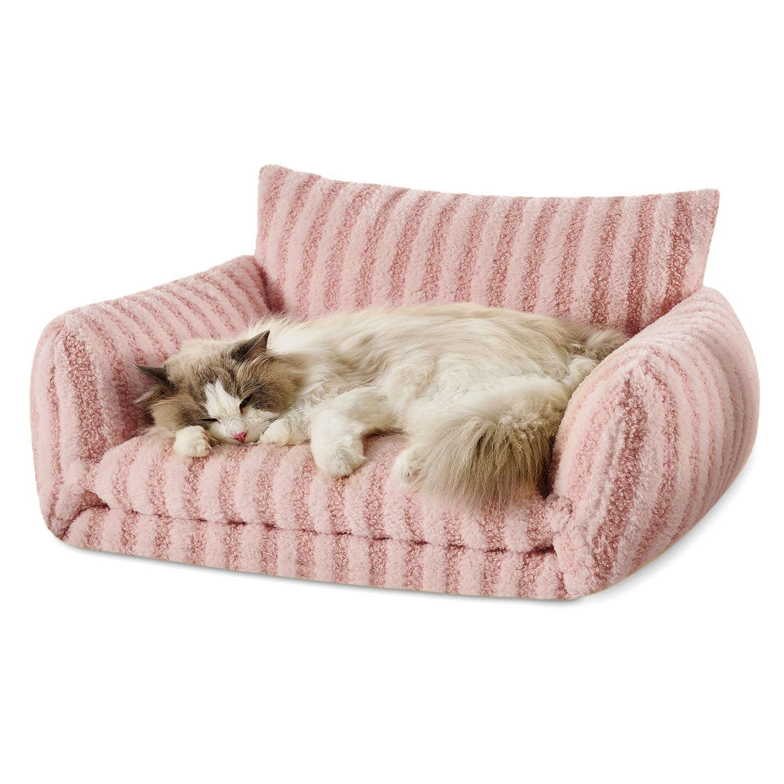 Hollypet Cat Bed Fluffy Plush Mutifuctional Double-Layer Soft Pet Couch Orthopedic Sofa Nest Beds for Small Cats and Dogs (25x20x13 inch)