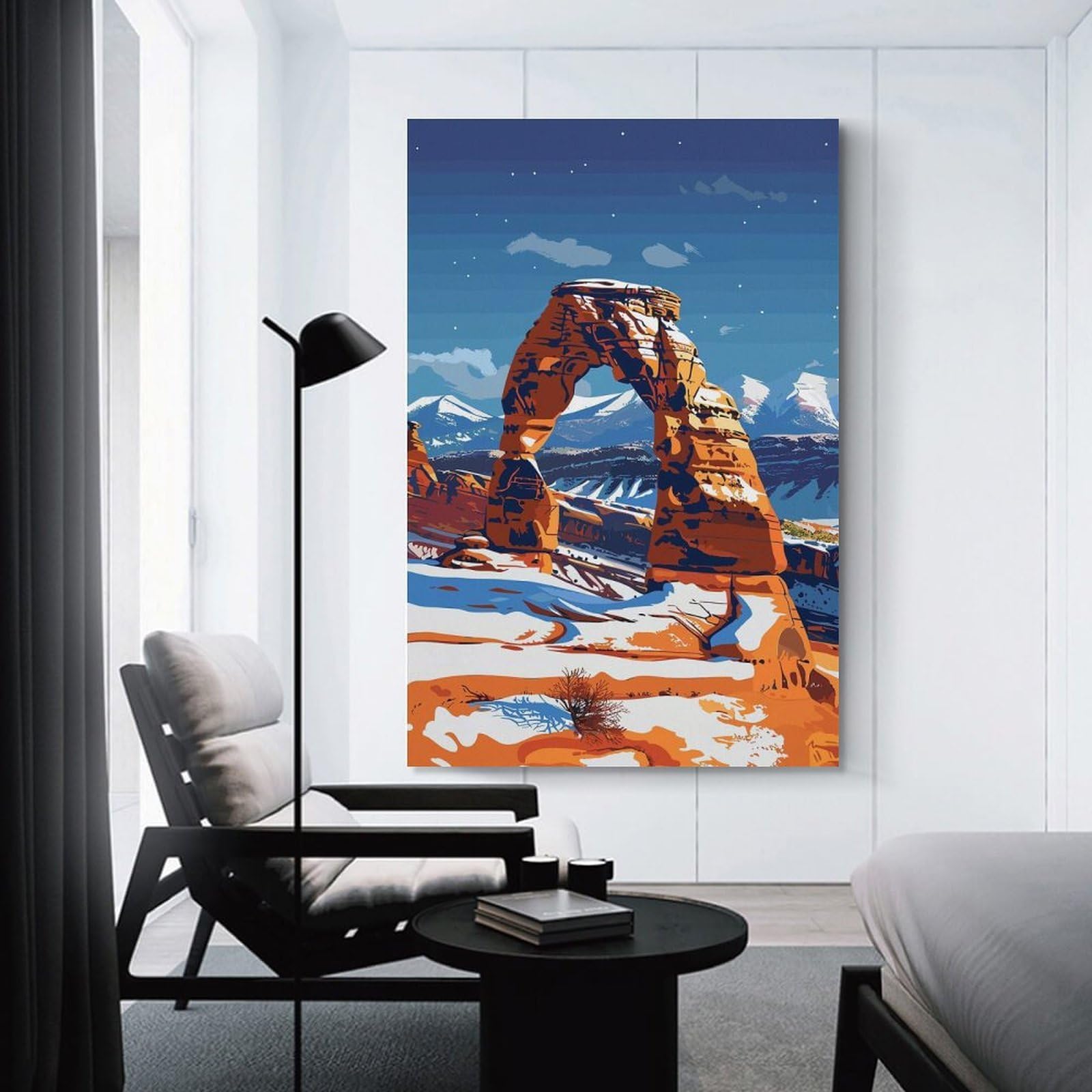 Junmoney Arches National Park in Winter Hanging Wall Art, 20x30inch(50x75cm), for Home Walls, Creative Rooms Or Shared Spaces, A Flexible Wall Accent for Shared Spaces