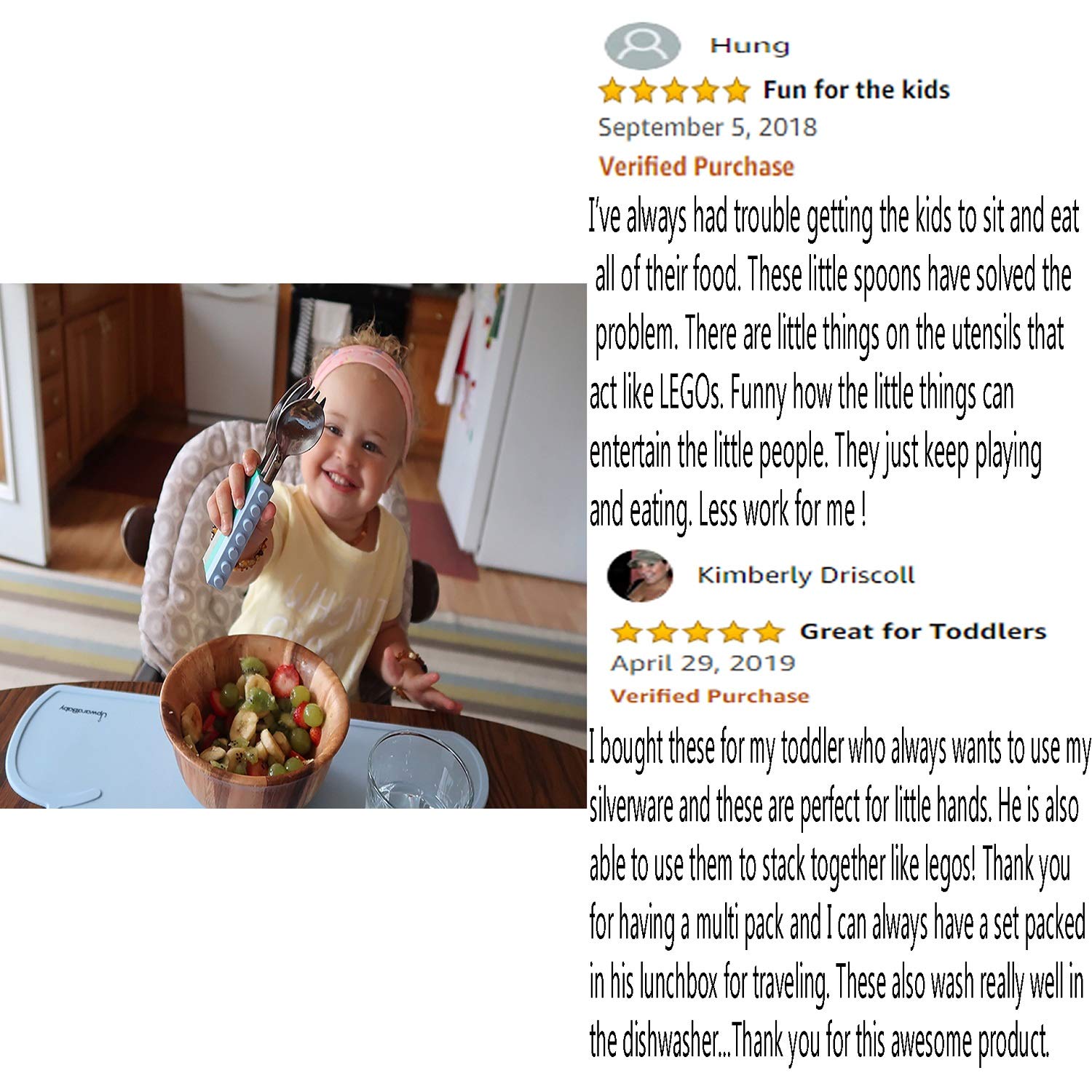 Best Deal 🛒 Toddler Silverware Great Lunchbox Utensils- UpwardBaby Original Stainless Steel Interlocking 6 Piece Set - Self Feeding Silverware Flatware for Kids