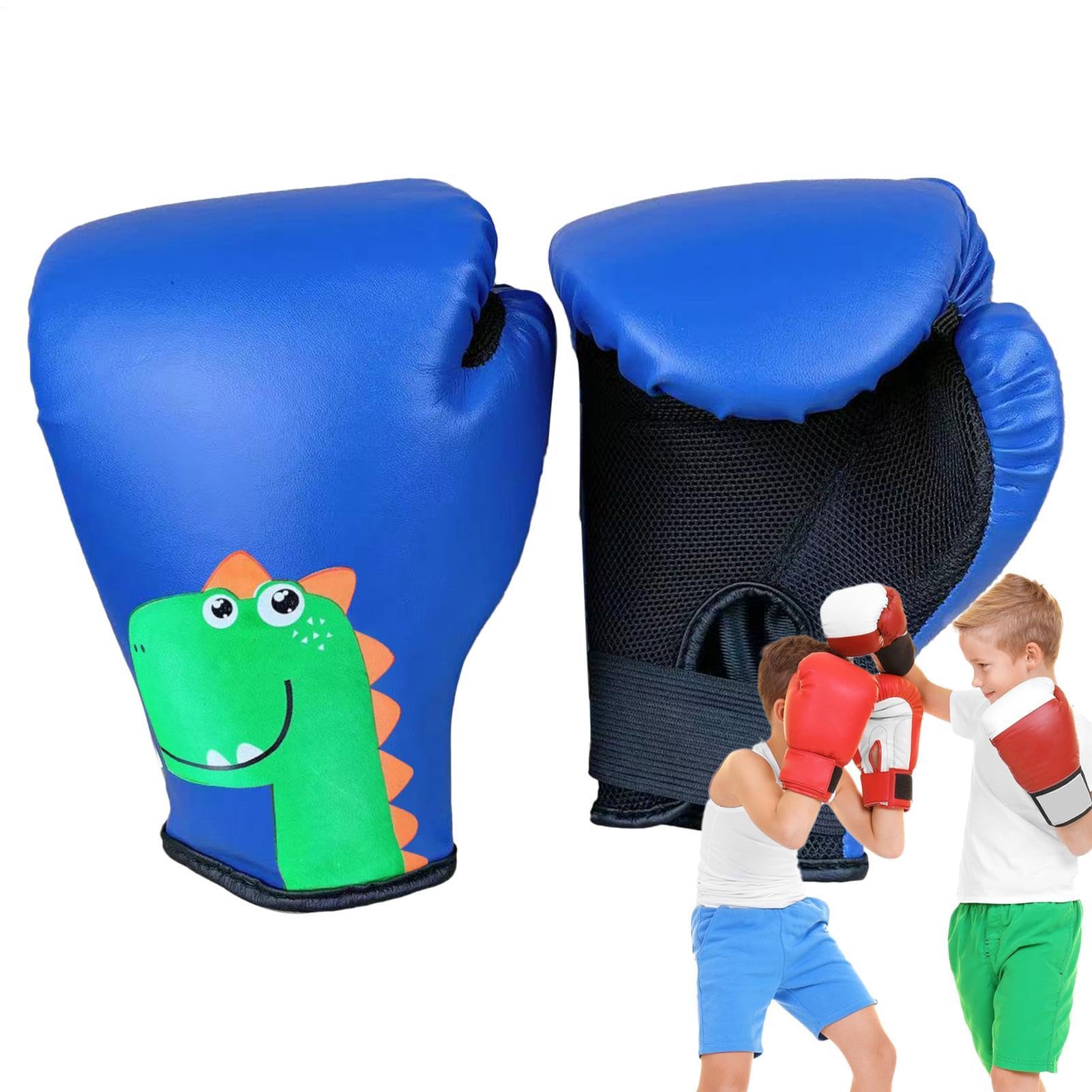 Kids Sparring Gloves With Dinosaur Pattern, Junior Heavy Punching Bag Gloves, Leather Cartoon Punchings Bags Fighting Mitts, Sparring Training Supplies, For Punching Bag, Kickboxing