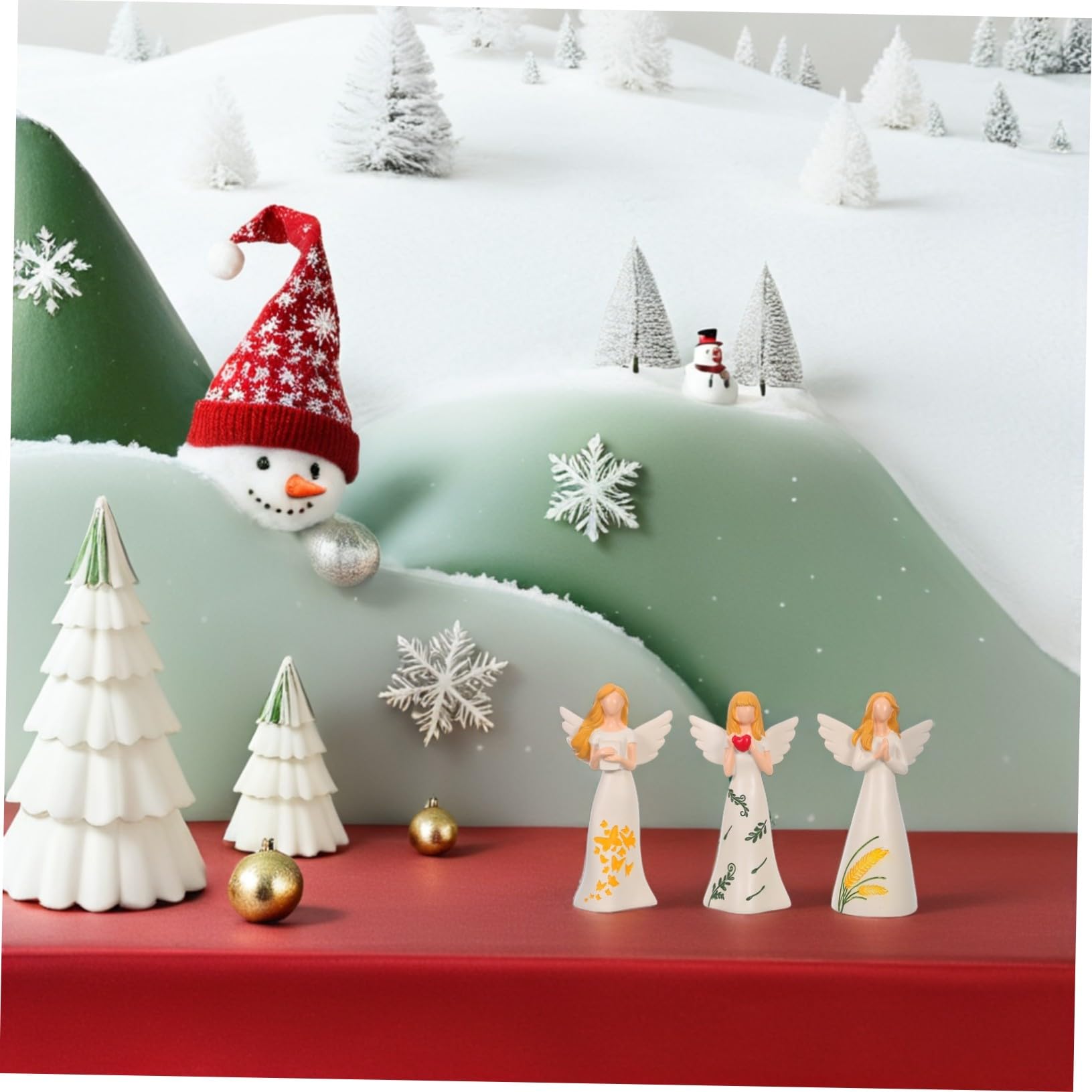 Cabilock 3 Piezas De Ángel Navideño Decorativo para El Hogar Decoración De Mesa Ángel Rezando Figura De La Guarda Elegante Estatua Beige