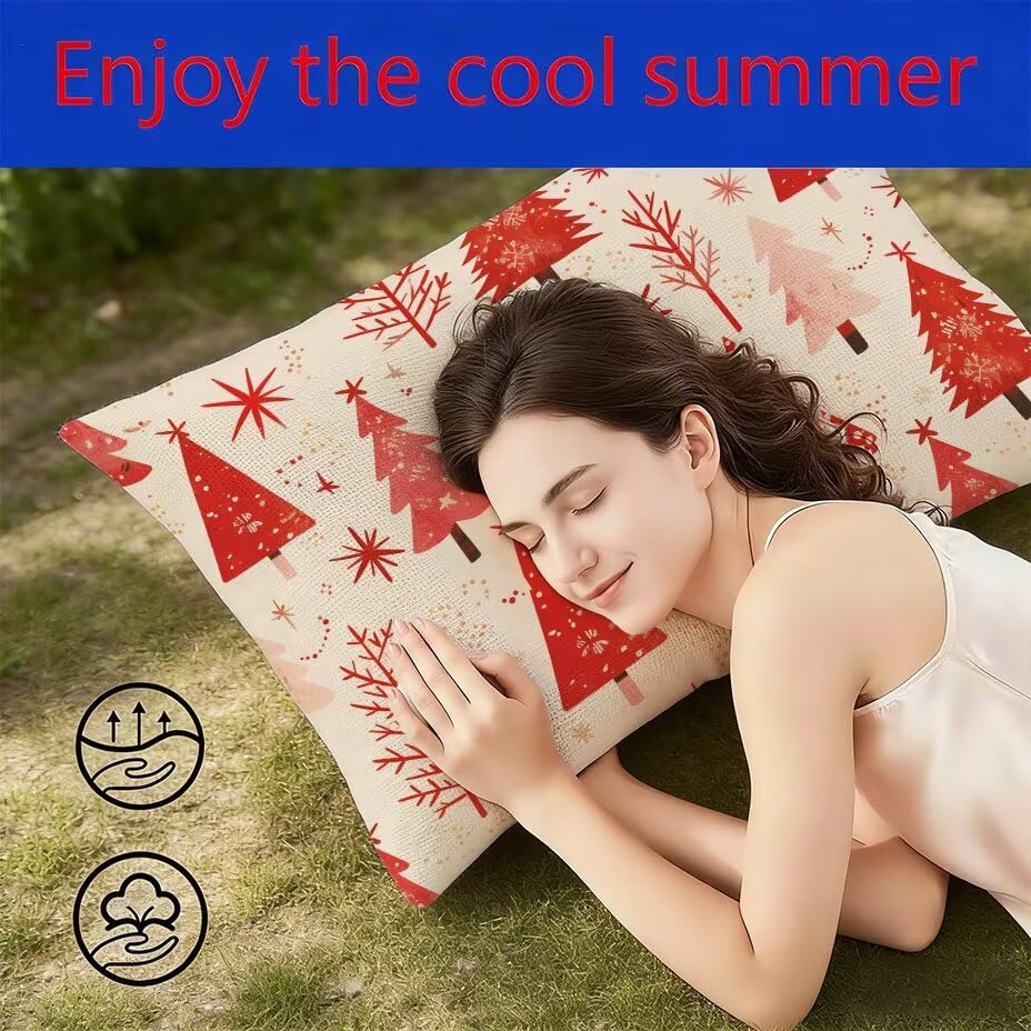 Housse de coussin de jardin texture lin rouge chic et durable 40x80 - 4