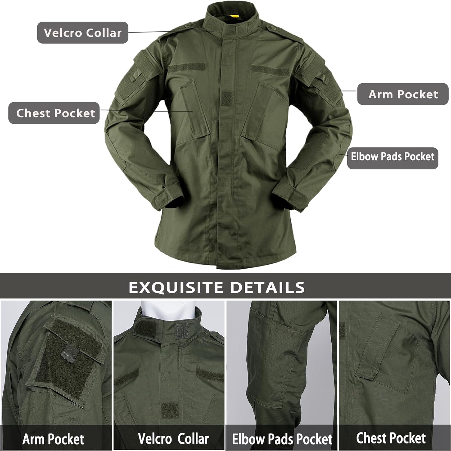 Men's Tactical Combat Jacket and Pant Set Ripstop Military Uniform Outdoor Hunting Paintball Airsoft Casual Clothes