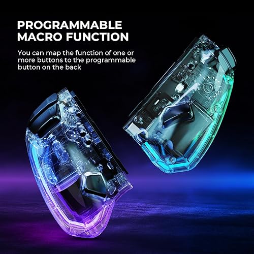 Vista 4 de NYXI Hyperion Transparent Style Wireless Joy-pad with 8 Color LED for SwitchSwitch OLED, Hyperion switch controller with RGB Lights, Programmable