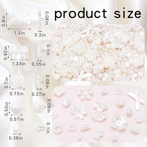 Miniatura 10 de 200 cuentas de perlas de imitación de acrilonitrilo butadieno estireno sueltas de mariposa blanca para hacer joyas, pulseras, collares, aretes,