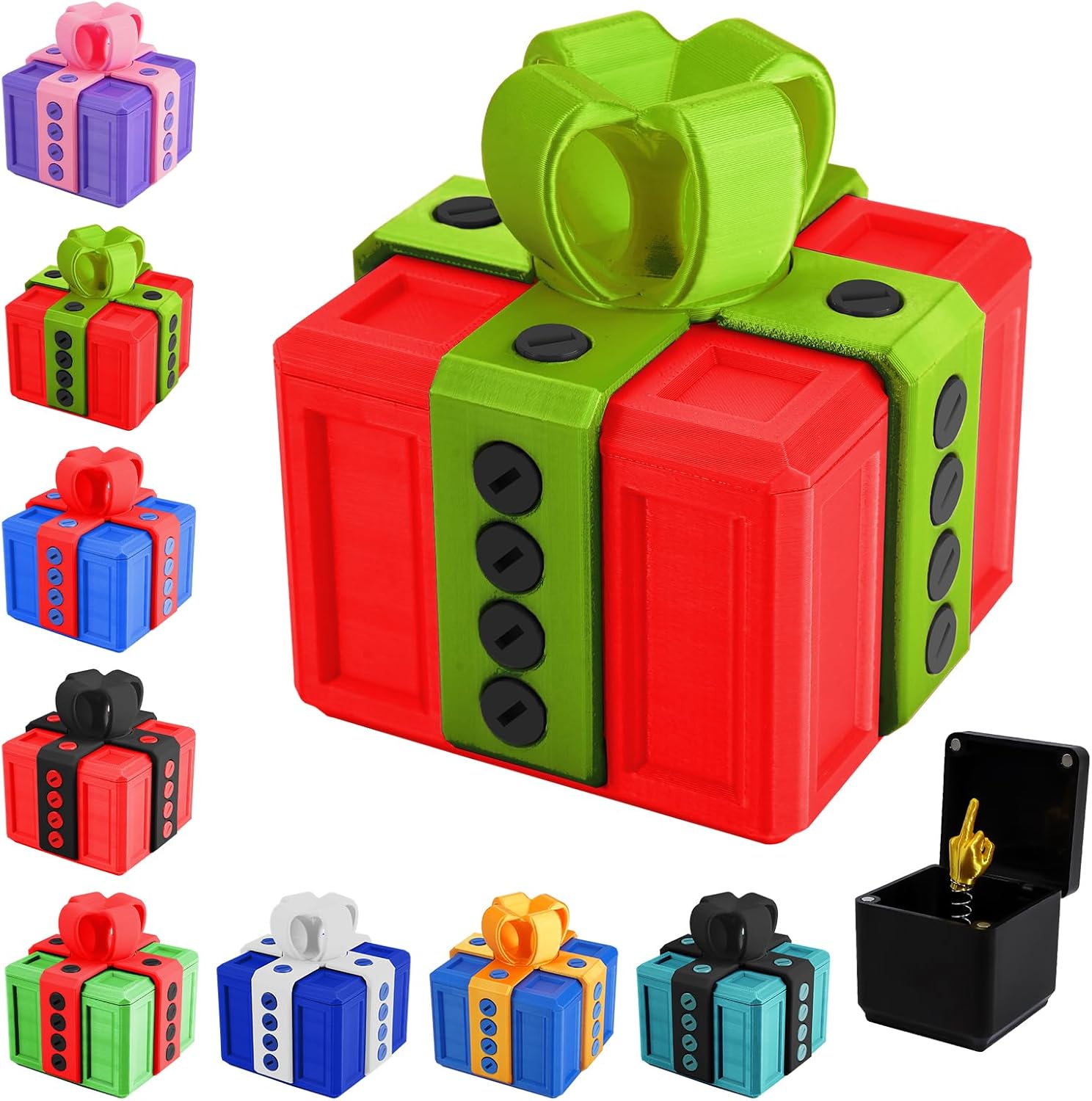 Annoying Gift Box, 3D Printed Annoying Present with Screws, Funny Prank Gag Gift, Surprise Pop-Up Novelty Gifts for Birthday Christmas Halloween Office Joke (Green/Red)