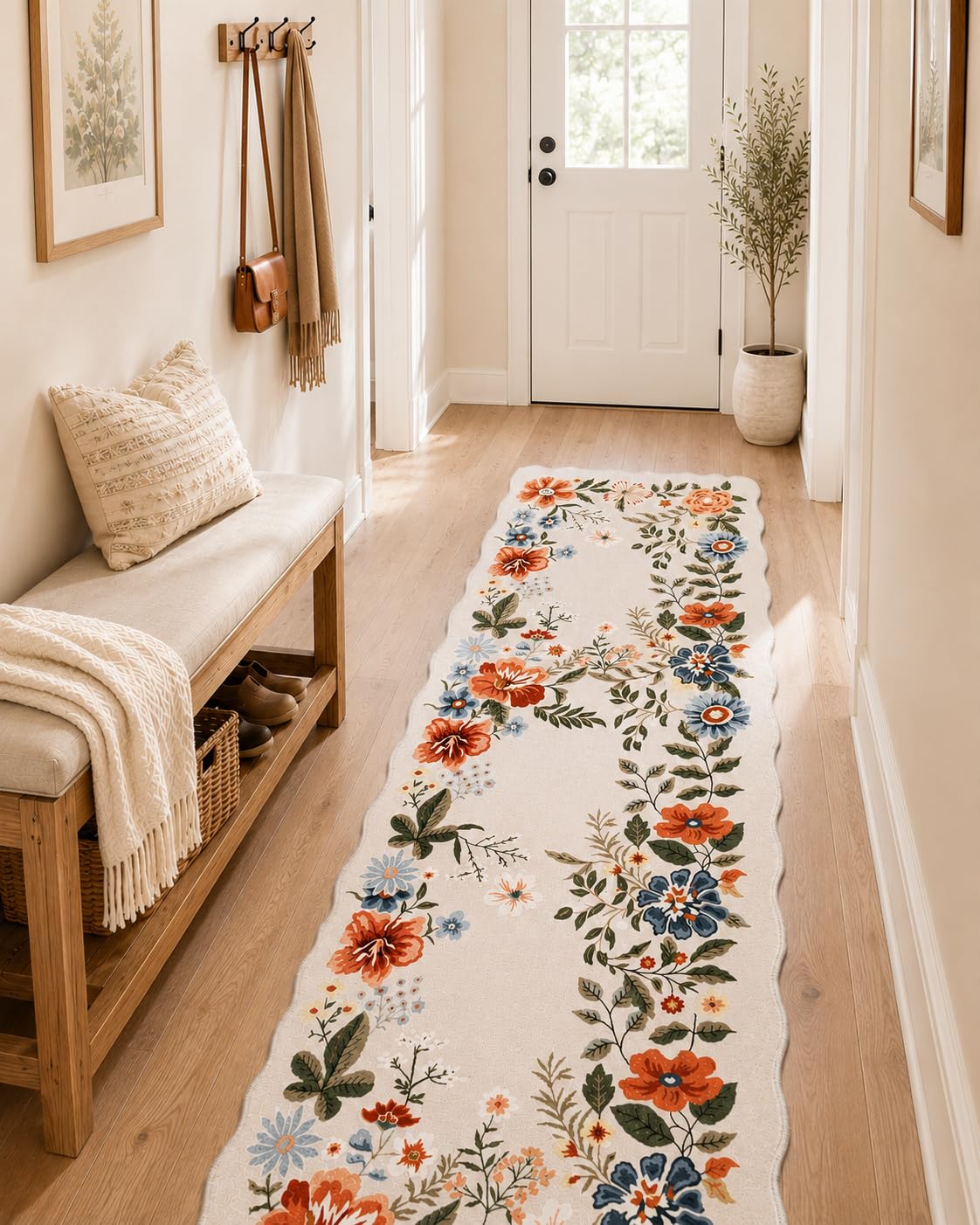 SOANNY Runner Rug, Non Slip Washable Hallway Carpet, Cream, 60x180 cm — image 1