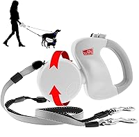 Wigzi Dual Dog Retractable Leash 2025 Enhanced Edition - Auto-Untangle, 10ft Reflective Leads for 2 Dogs Up to 50lbs Each, Waterproof White