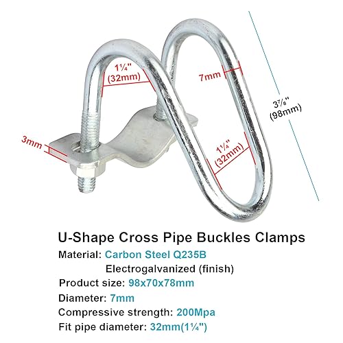 Miniatura 8 de eoere 10 juegos de 1-58 pulgadas (1.654 in) de conector cruzado vertical para tubo, abrazaderas cruzadas, hebilla de tubo, fijador de conector de