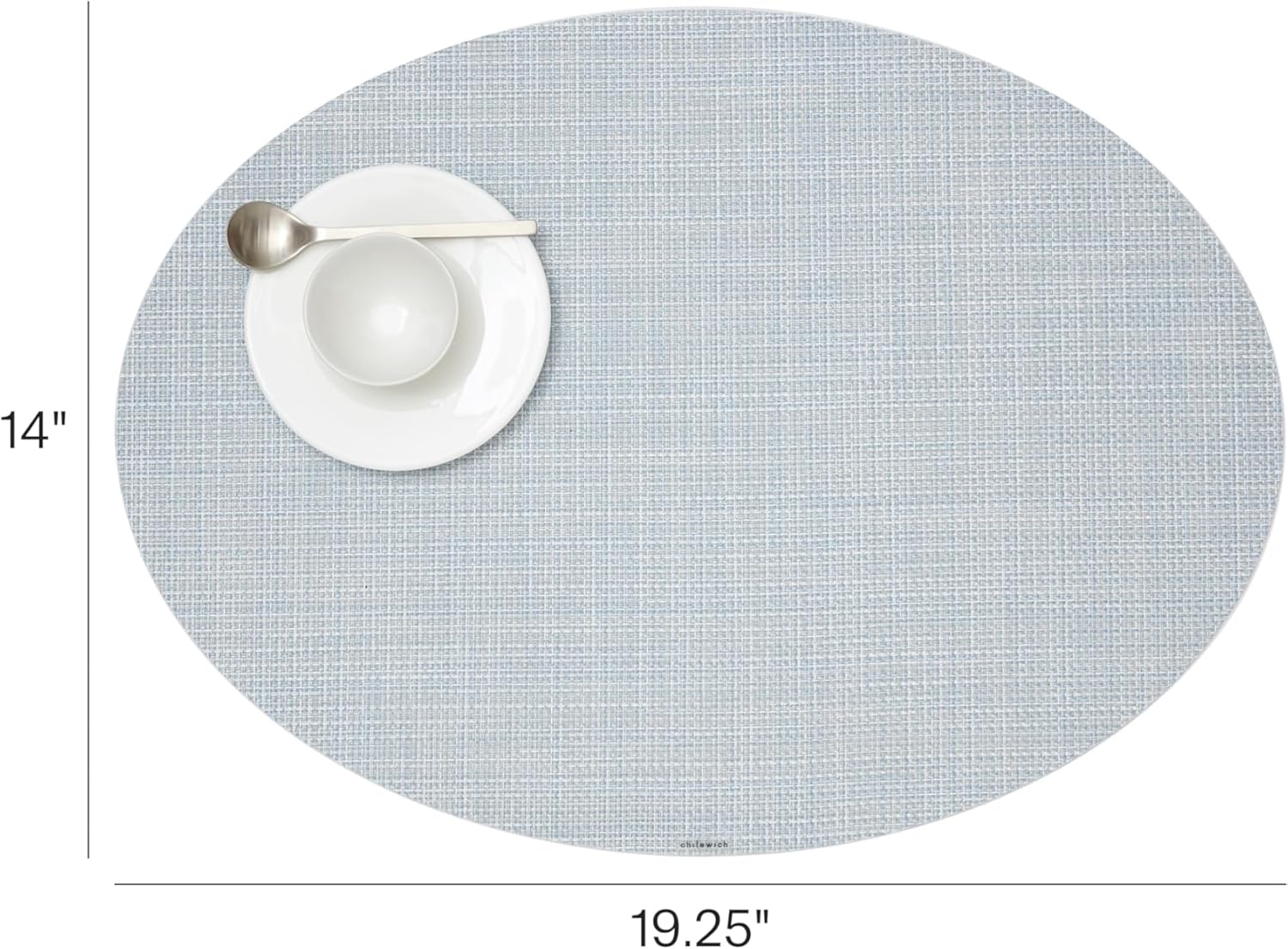 Chilewich Mini Basketweave Placemats - Woven Placemats Set of 4 - Reusable, Stain-Resistant, Indoor/Outdoor Tabletop Protection - Sky - 14" x 19.25" Oval Sky 14"x19.25"
