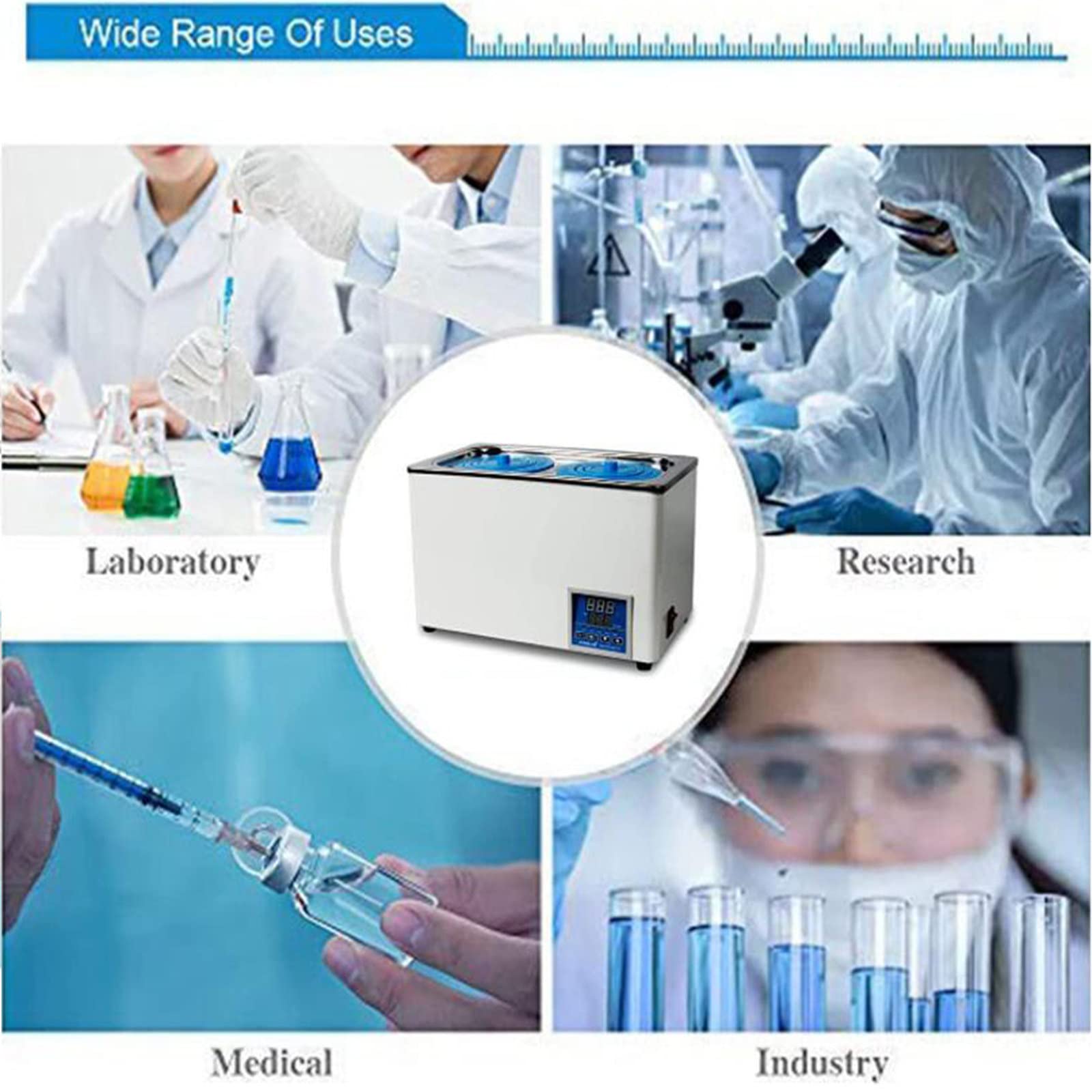 Home Essentials, XJZHANG Riscaldatore termostatico Digitale da Laboratorio per Bagno d'Acqua, Rivestimento in Acciaio Inossidabile, Coperchio Regolabile, Pannello di Controllo con
