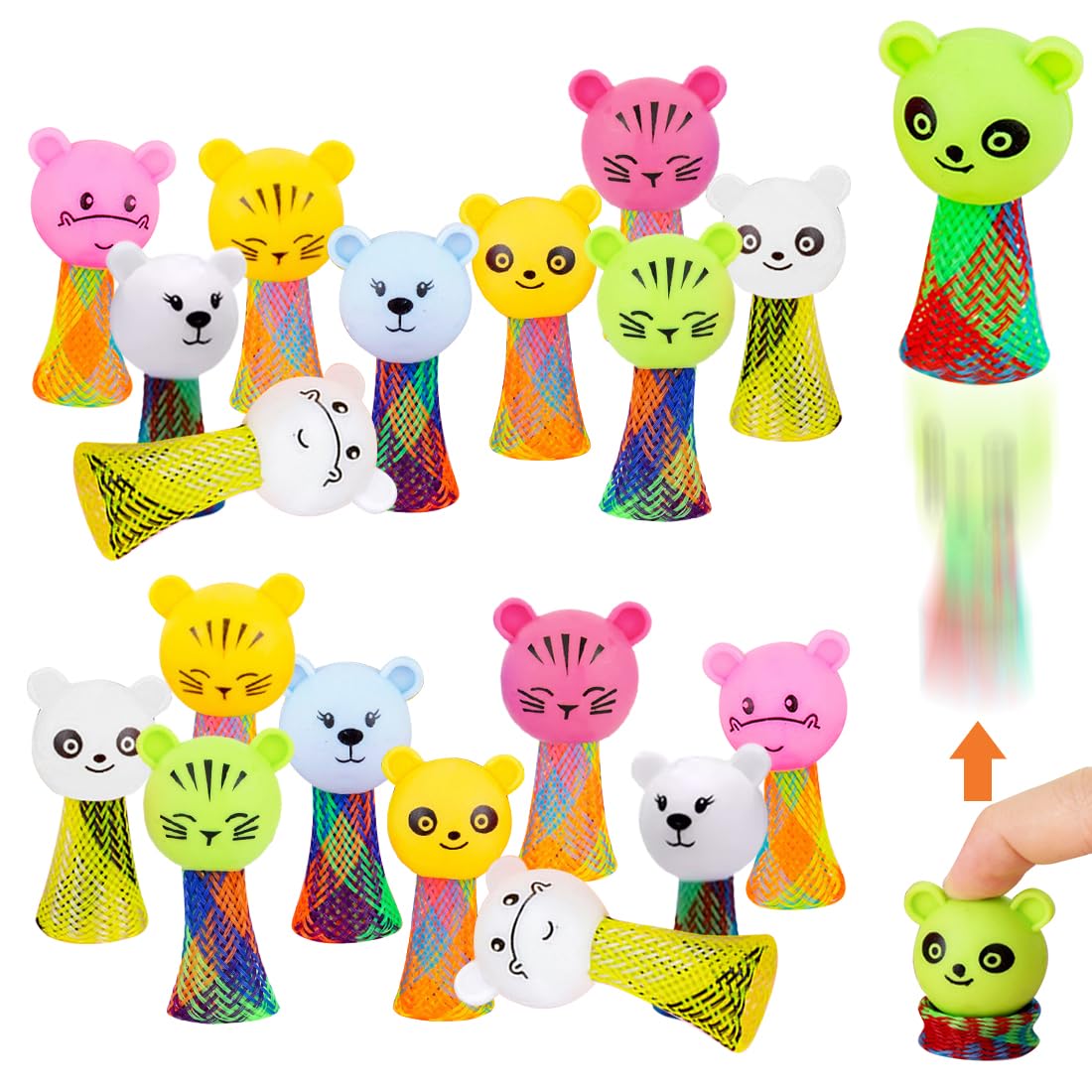 JYNVO Lot De 20 Jouets Sauteurs à Pression – Têtes D’animaux Et Méchants Qui Rebondissent – Couleurs Aléatoires – Cadeaux Anniversaire Et Noël 3-15 Ans