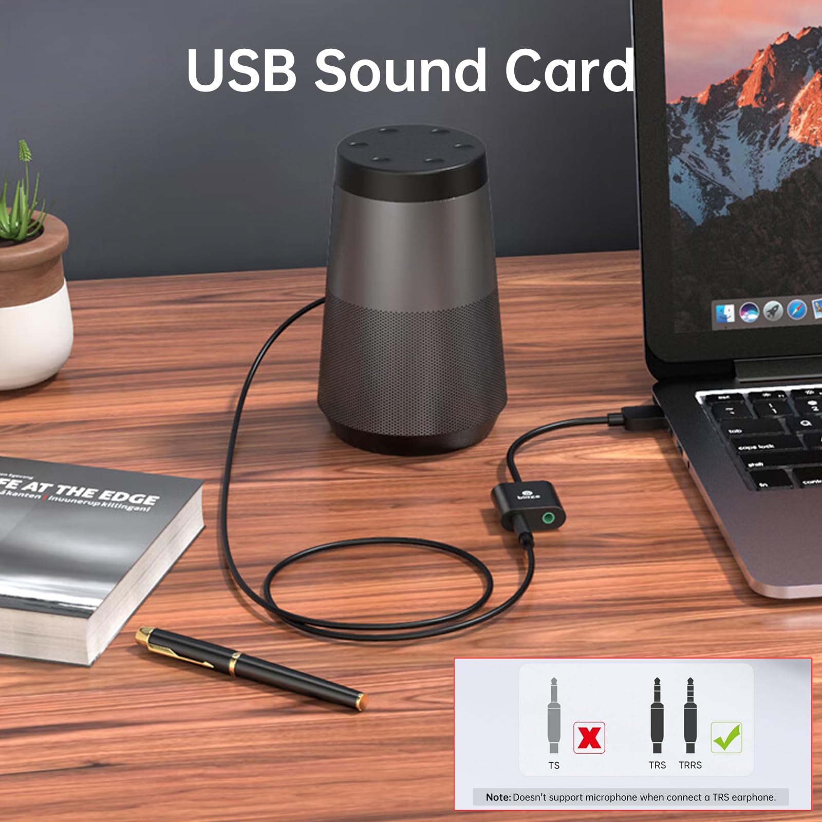 Adaptateur audio USB vers jack 3,5 mm - Carte son externe avec casque et microphone 3,5 mm - Prise TRS vers USB - Compatible avec Windows, ordinateurs portables, ordinateurs de bureau, Windows, Mac
