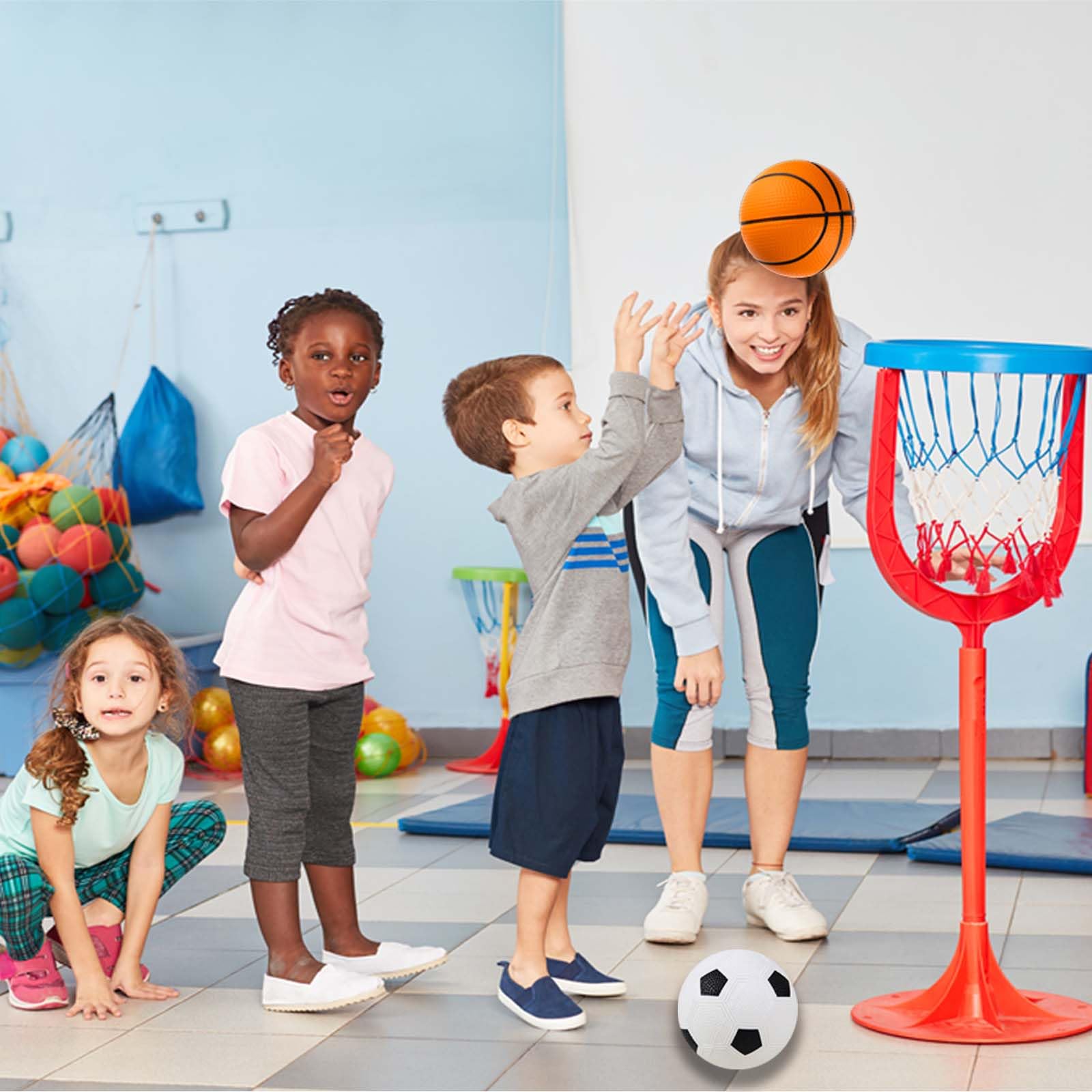 VETGI Toddler & Little Kids Basketball, 5" Mini Basketball w/Pump, Small Inflatable Balls for Boys and Toddler, Indoor Outdoor Basketball Set, Safe PVC Basketball for Kids Age 3 4 5 6 7 8 - Image 2