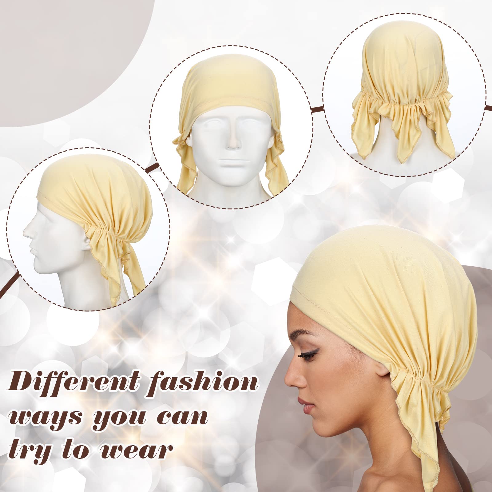 Geyoga Lot de 6 Bonnets de Chimio pour Femmes Turban Bonnets Cancer Tête Foulards Bonnet Perte de Cheveux Chapeaux pour Le Yoga et la Course à Pied