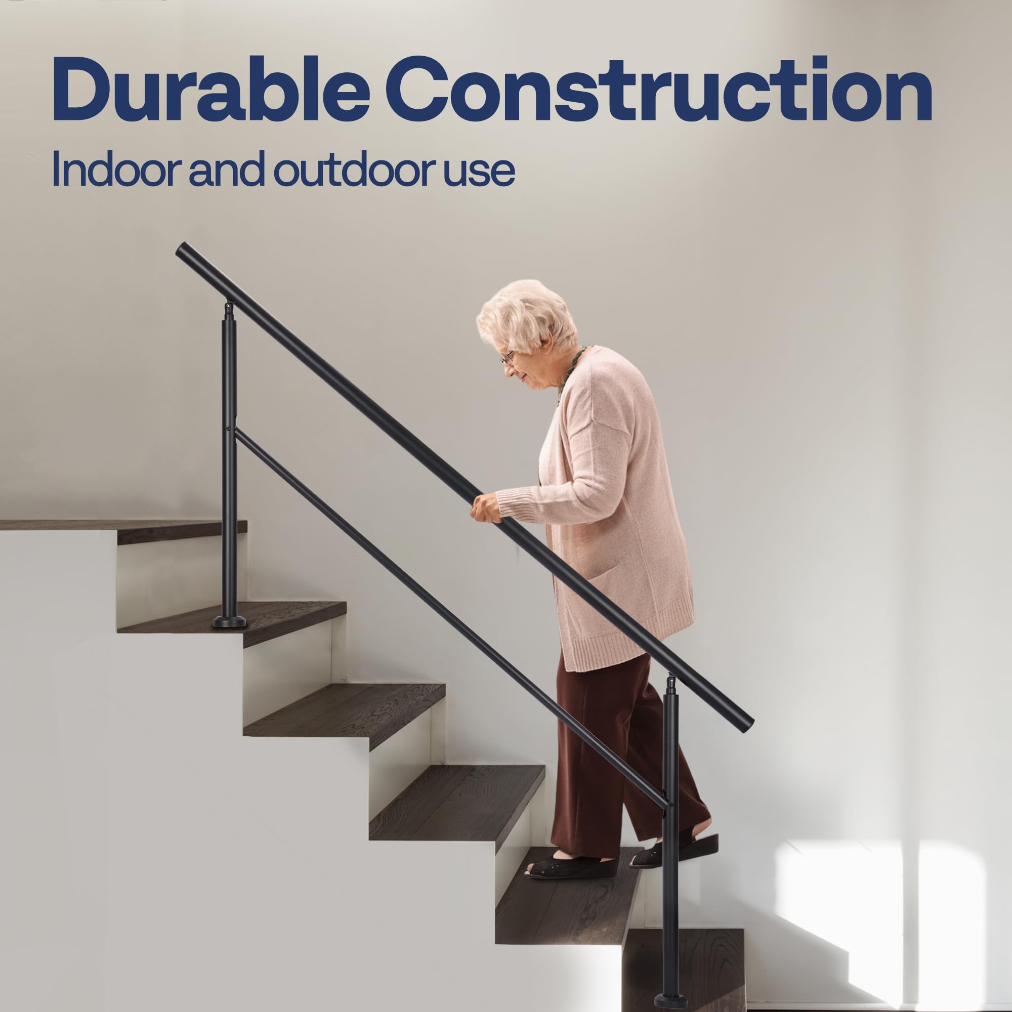Snapklik.com : 2-Pack Hand Rails For Outdoor Steps, Wrought Iron ...