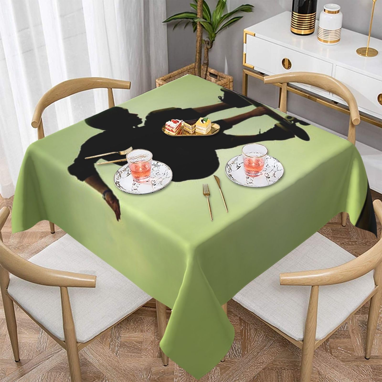 DCEHGEW Skateboard Prints Square Tablecloth 152x152 CM, Waterproof Fabric Table Cloth for Dining Table, Farmhouse Table Cover for Kitchen Dining Tabletop Decoration