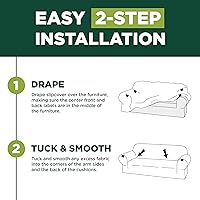 Vista 6 de Zenna Home Eco-Smart - Funda de sofá biplaza de algodón reciclado de 1 pieza, color caqui jaspeado