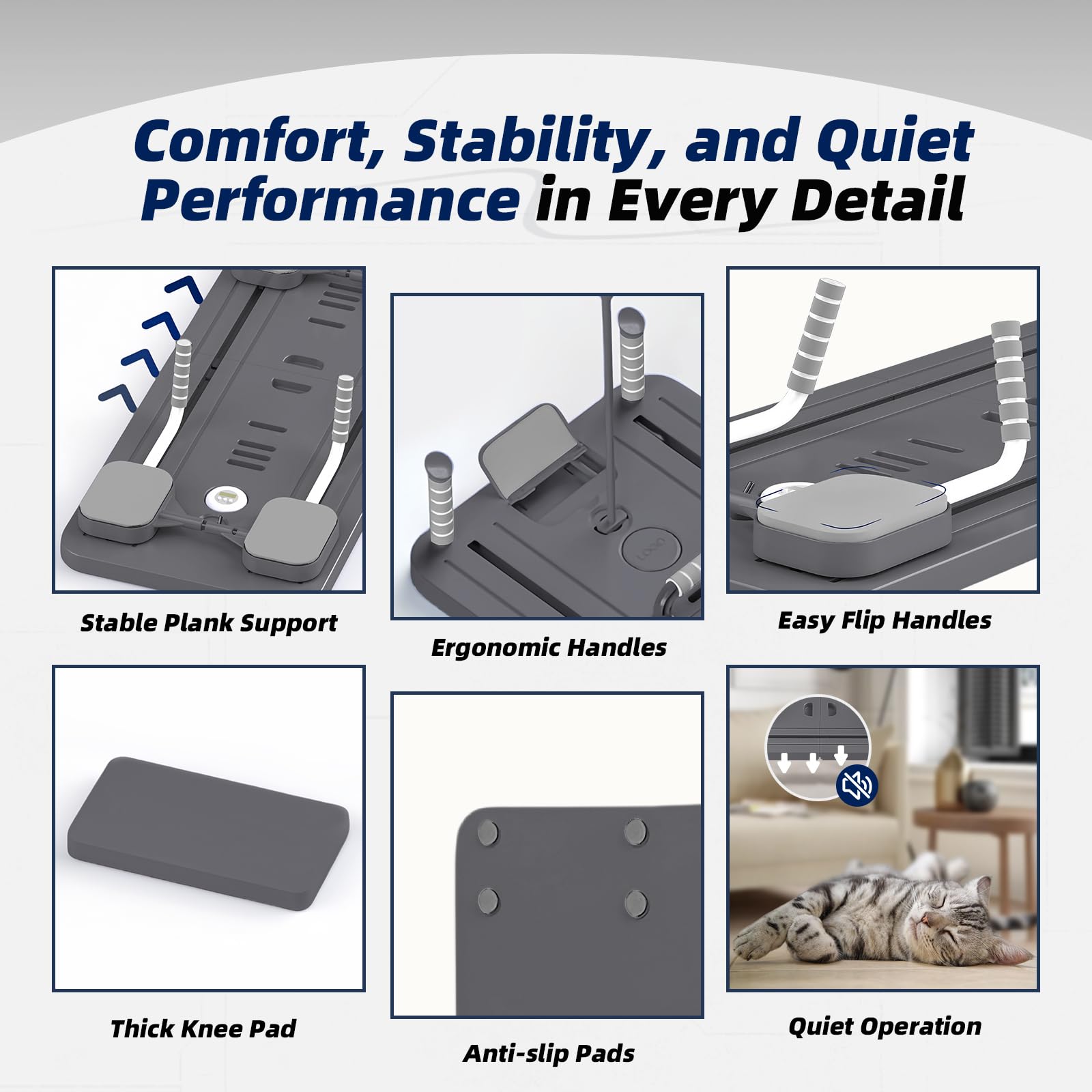 Pilates Reformer, Pilates Board Pieghevole, Tavola da Pilates Multifunzione per Casa con Macchina per Esercizi Addominali Rimbalzo Automatico, Supporto per Pompes e Corda Elastica