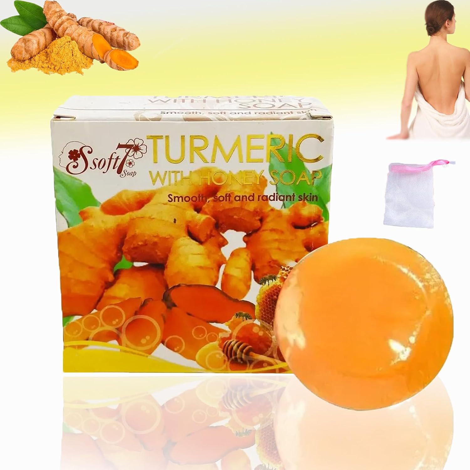 Soft 7 Turmeric and Honey Soap, Soft 7 Turmeric Honey