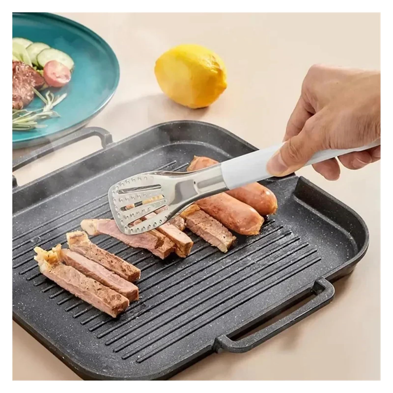 Szczypce do grilla, Szczypce do żywności ze stali nierdzewnej 304 BBQ Antypoślizgowe klipsy do steków do grilla Smażenie ryb Grillowanie Klipsy do chleba Szczypce do gotowania Gadżety kuchenne Akcesor
