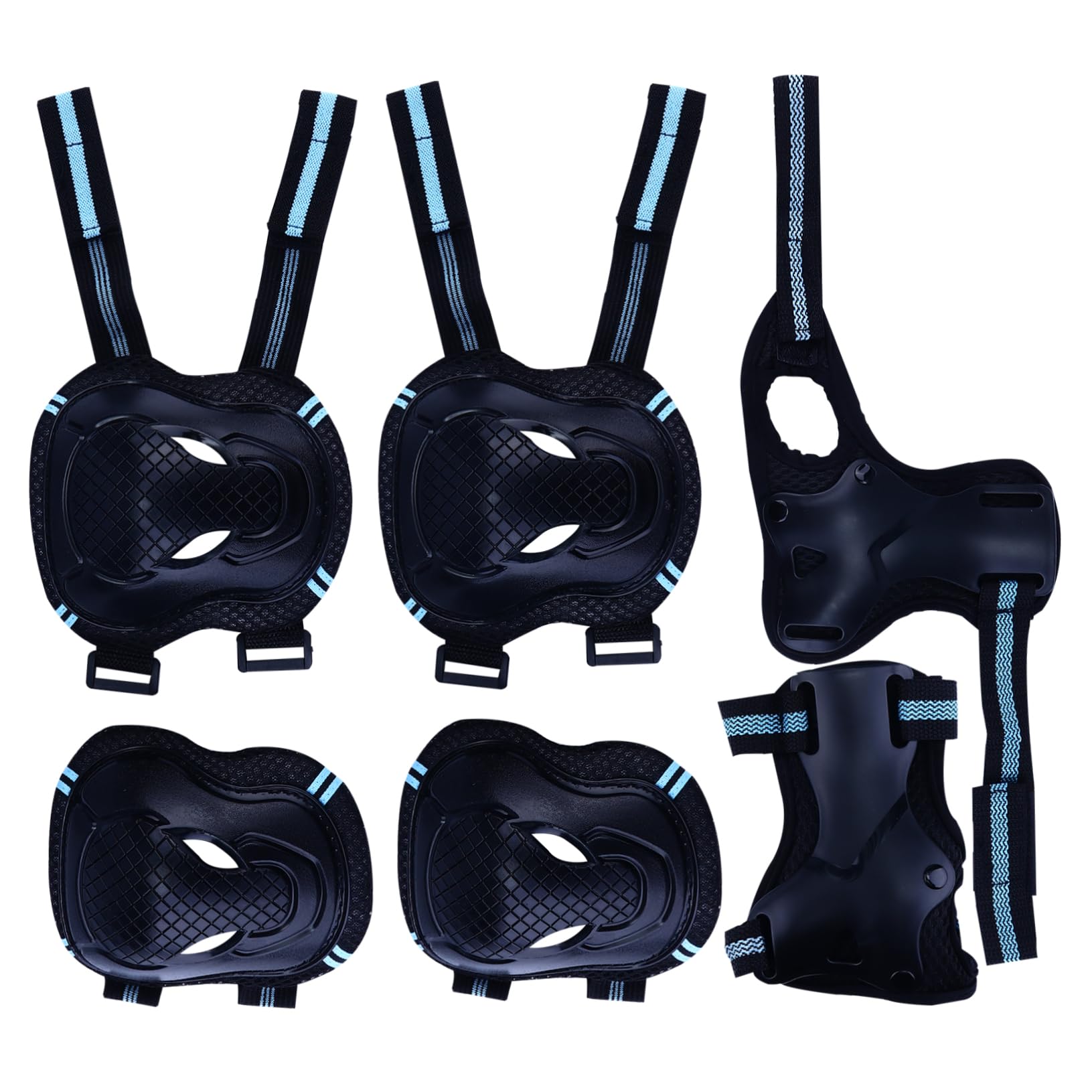 BRIGHTFUFU Skateboard Roller Sports Safety 6pc Boys and Girls Elbow Knee Hand Protectors Set Comfortable Easy to Wear