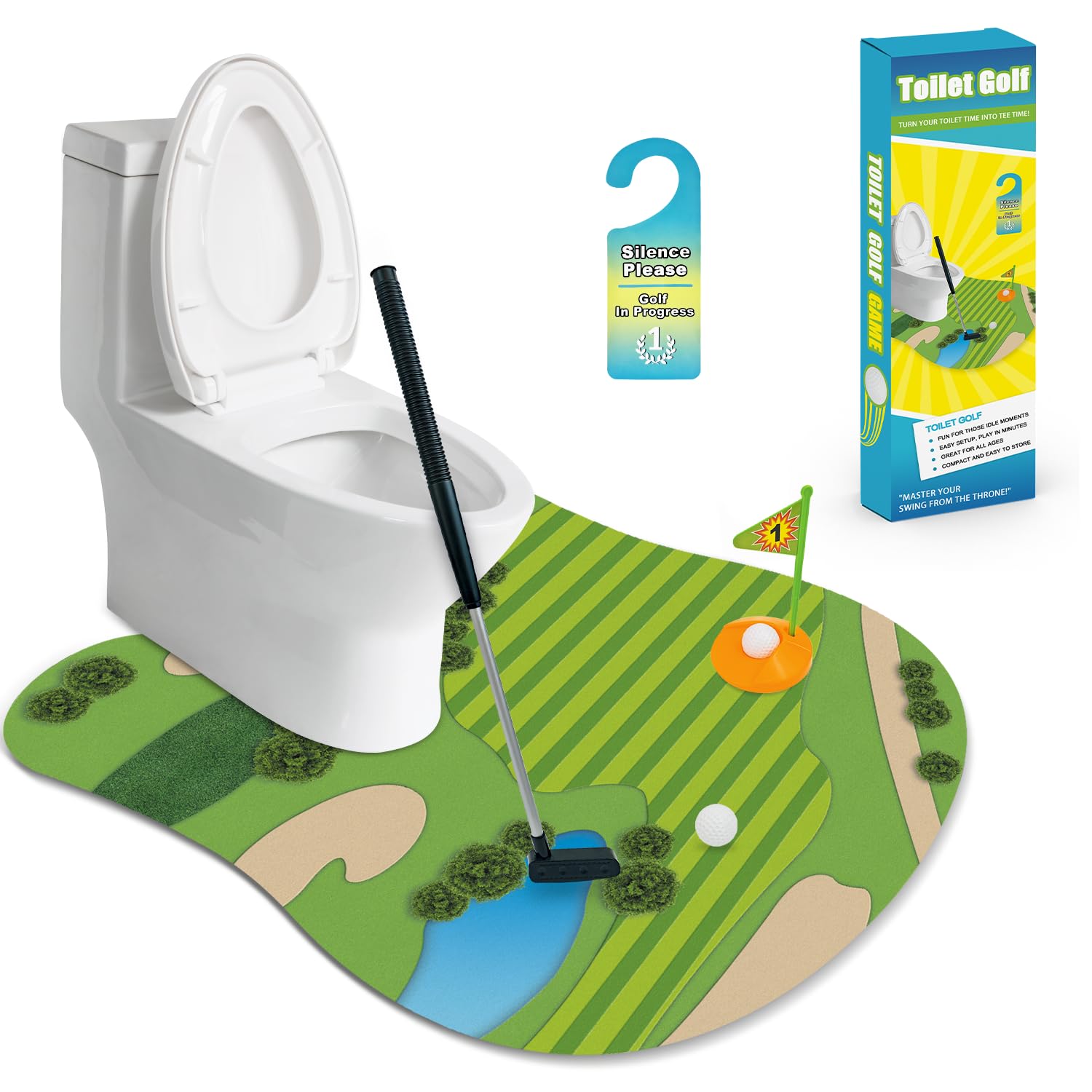 Funny Mini Golf Gag Gifts for Men Golfer, Toilet Golf Bathroom Game for Adults, Unique Birthday Gifts for Dad from Daughter Son, Fun White Elephant Gifts Idea for Brother, Husband, Boys, Boyfriend,Him