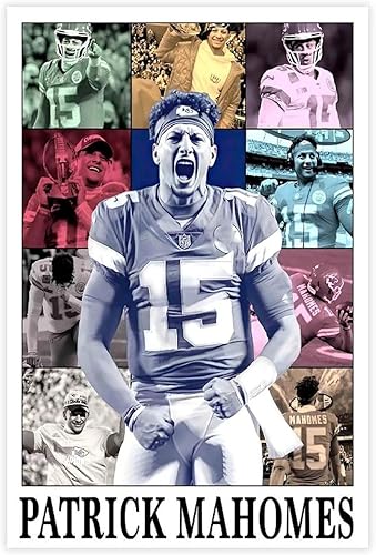 Póster de Patricio de Mahomes en lienzo para pared, decoración para el hogar, dormitorio, sala de estar, regalos, sin marco 16 x 24 pulgadas (15.7 x