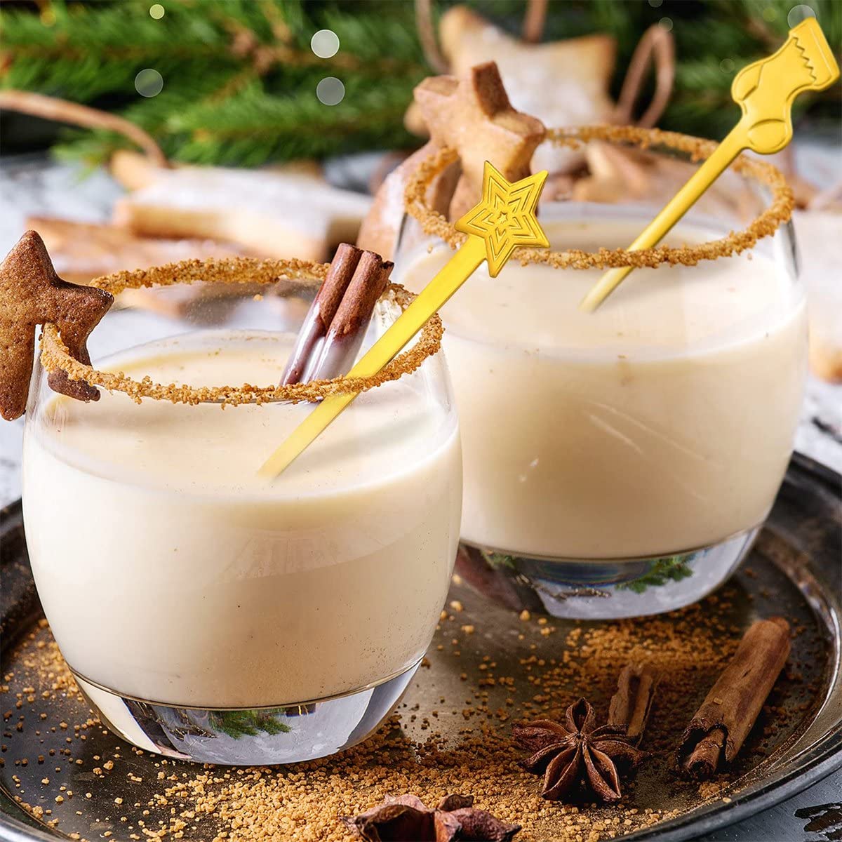 16Pcs Stainless Xmas Coffee Spoons Dessert Spoon Kitchen New Year Gifts Gold