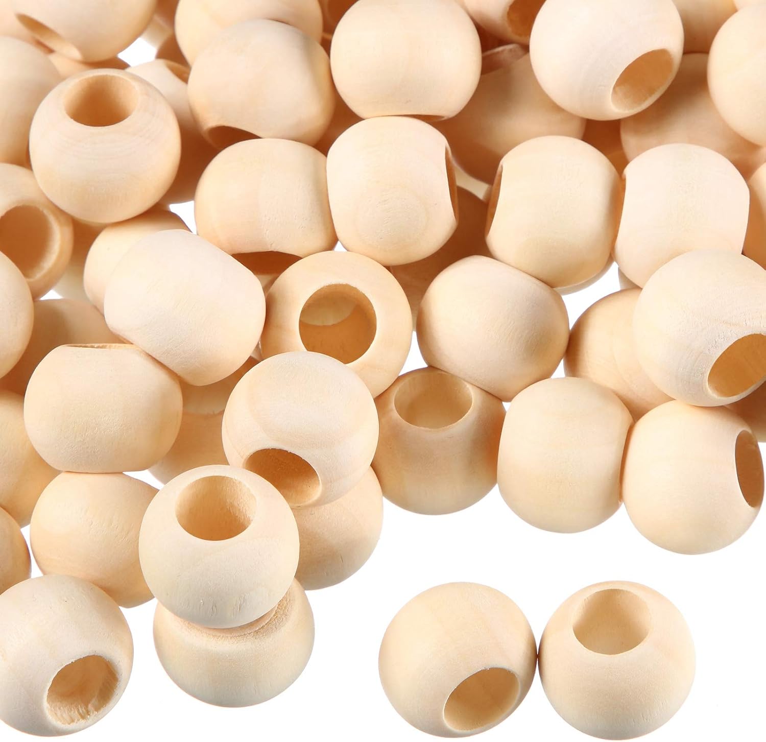 200 Pieces Large Hole Wooden Beads for Macrame Natural Round Wood Loose Beads Unfinished Wood Spacer Beads for Bracelet Pendants Crafts DIY Jewelry Making (20 mm)