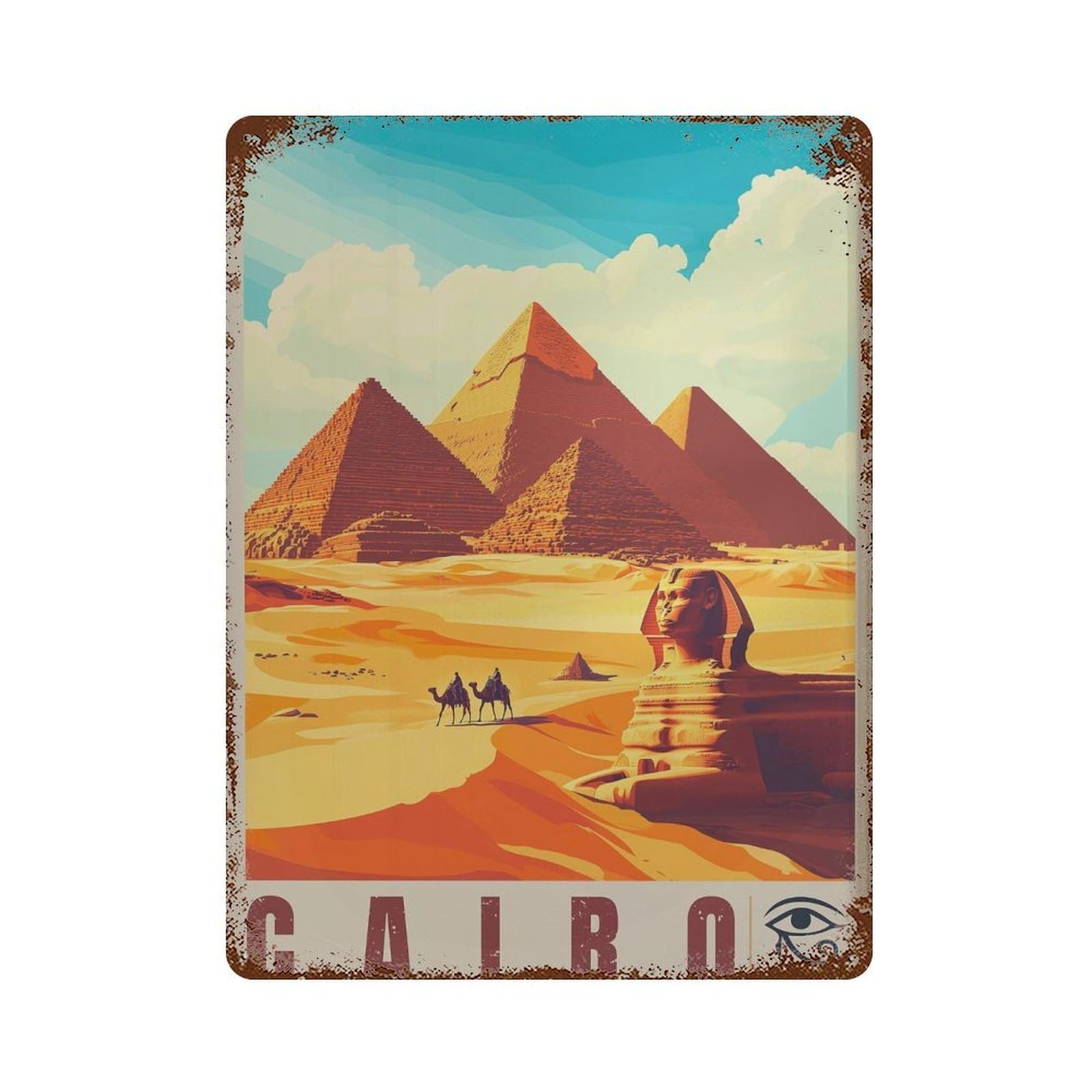 xiaoxiaoshen Cairo Egypt Travel Giza Pyramids (2) Wall Decor Art Metal Tin Poster Modern Home Decor Art Home Bar Shop Decorations Vintage Sign 40x30cm