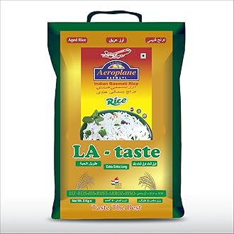 Aeroplane La Taste Sela Extra Long Grain Basmati Rice Perfectly Aged Basmati Grain with Rich Aromatic, Non-Sticky Rice for Daily Cooking - 5 Kg (Special Offer 200gm Phirni)