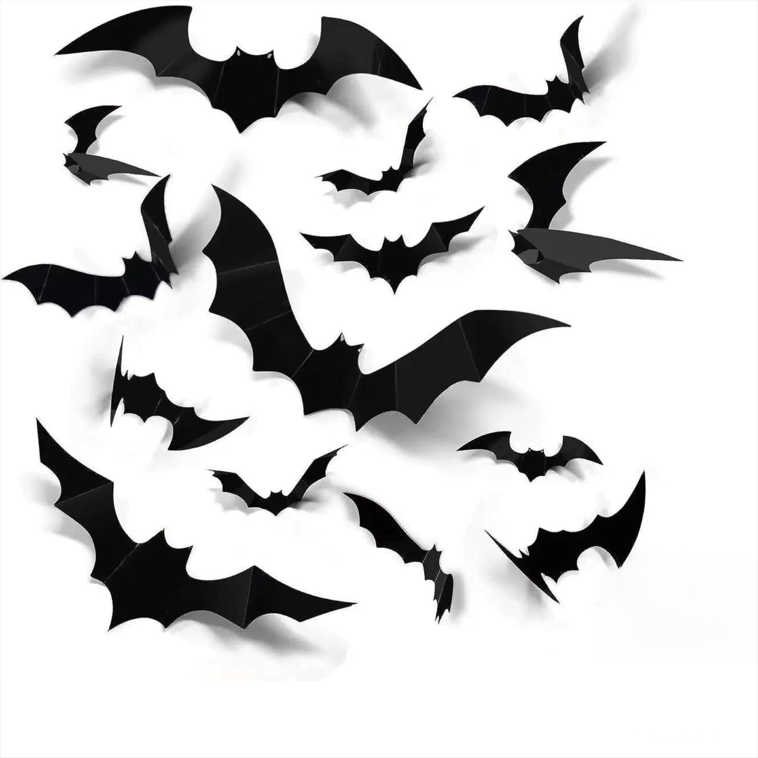 120Pcs Halloween Home Decor 3D Bats Halloween Window Stickers,4 Sizes Black Bat DIY Halloween Party Supplies can be widely Used to Decorate bedrooms,Living Rooms,Offices,Shop Windows,and Walls