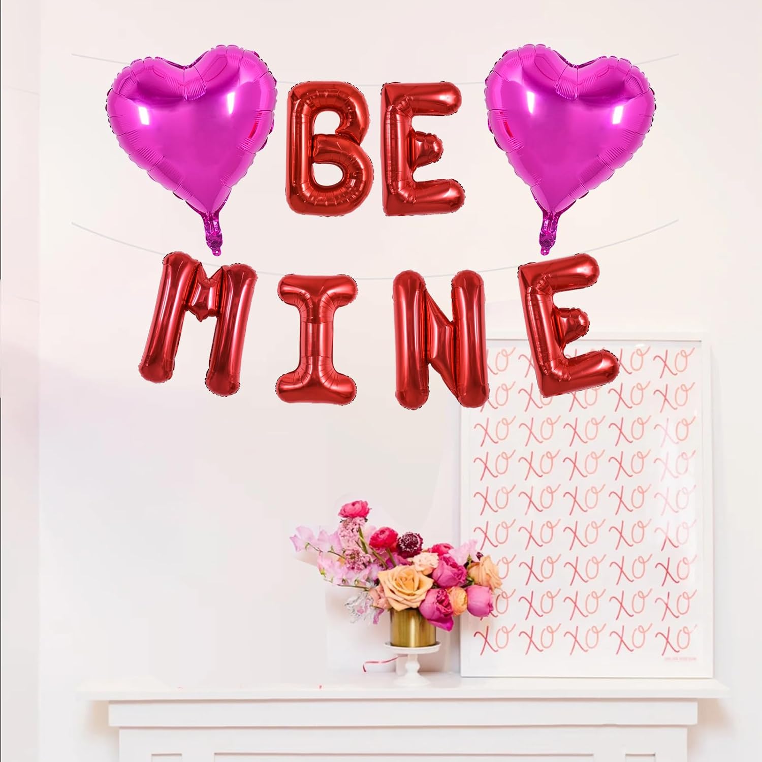 TONIFUL 16 Inch Red Be Mine Letter Balloons Valentine’s Day Foil Alphabet Banner Heart Balloons for Romantic Valentine's Day Wedding Bridal Shower Anniversary Engagement Party Supplies image 5