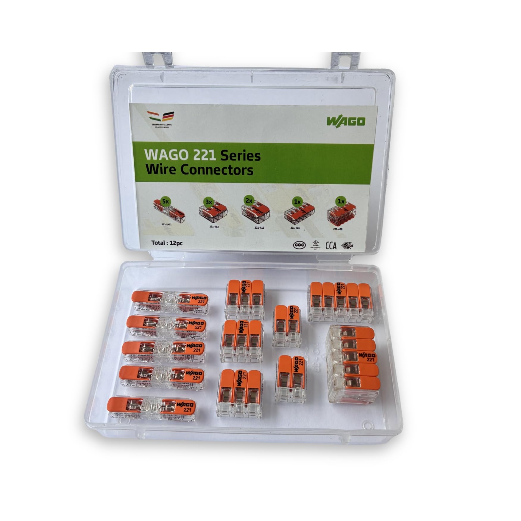WAGO 221 Series Wire Connector Assortment Pack | 12 Pieces | Up to 4 mm² | Reusable Lever Connectors for Electrical Wiring | Ideal for cable jointing, DIY & Electrical Repairs-image-11