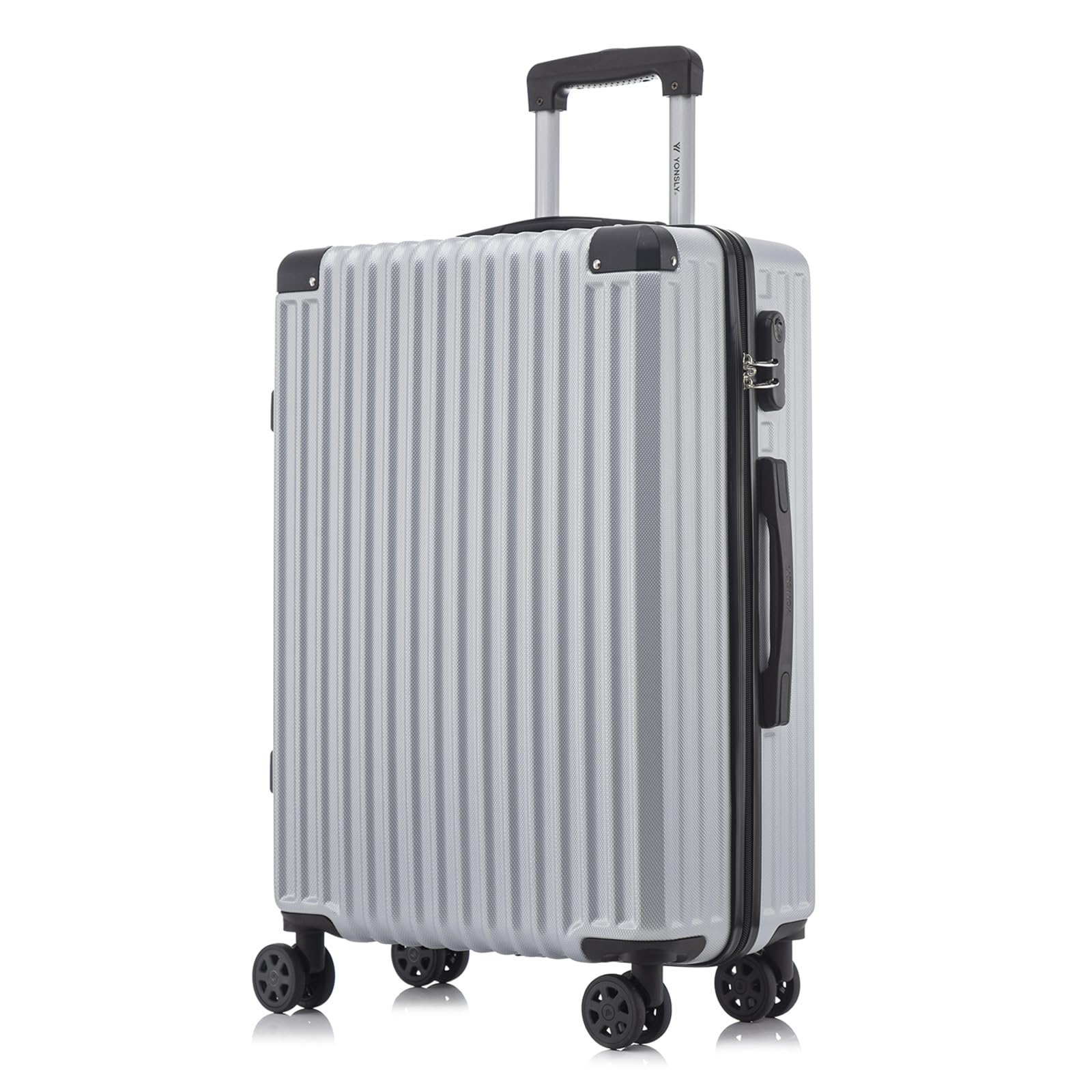 yonsly Koffer Suitcase, Trolley Reisekoffer, Rollkoffer Handgepäck mit 4 Rollen 360°, ABS Hartschalen, Sicherheitsschloss, Weicher Gummigriff, 210D-Futter