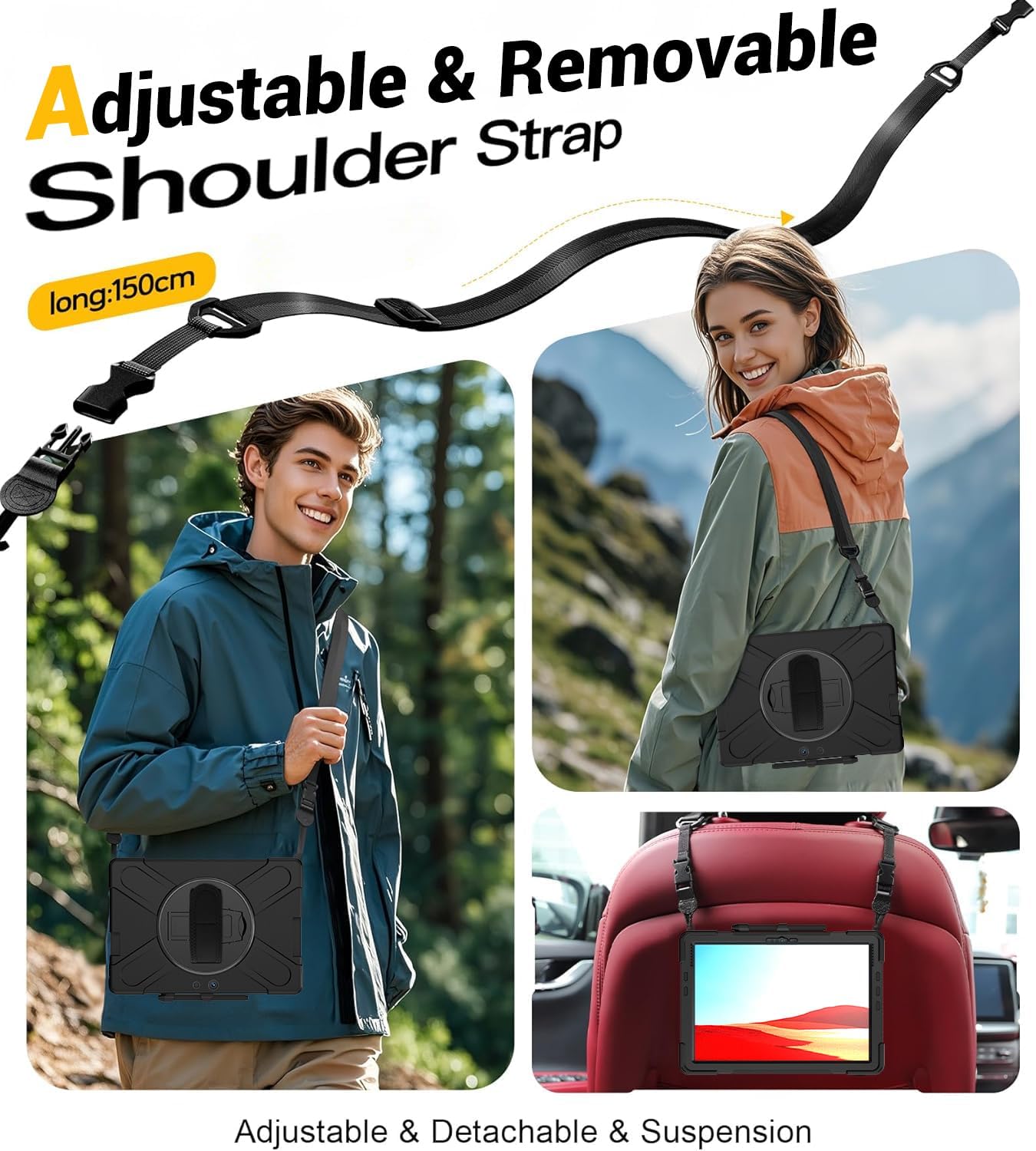 DreamerX for Microsoft Surface Pro X 13 inch Case 2019/2020/2021, Heavy Duty Military-Grade Shockproof Rugged Drop Protective Silicone Cover with Rotating Stand Hand Strap Shoulder Strap Pencil Holder