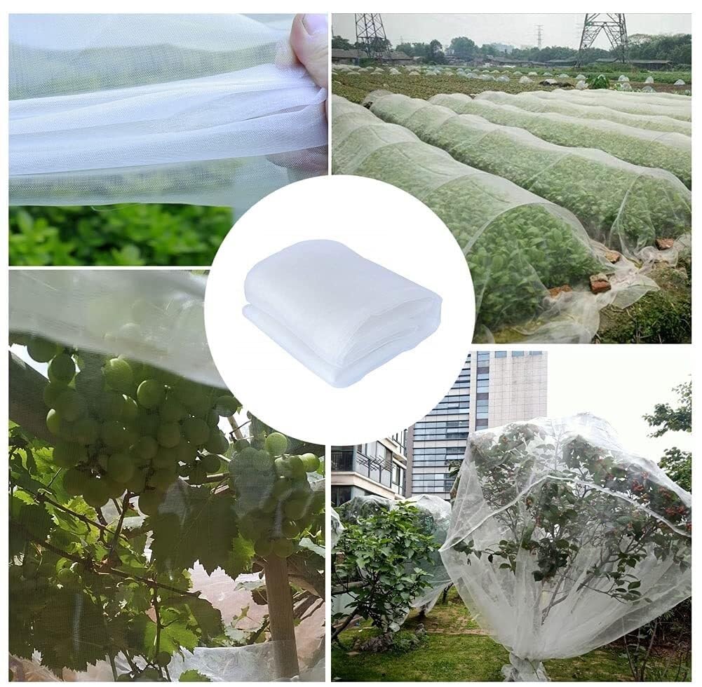 Red Anti-Insectos Protección de Verduras Túnel de Cultivo Jardín Malla Fina Red de protección de Plantas Frutas Flores Cultivos Anti-Mosquitos Red Anti-pájaros(0.6mm,2.4m x 30m)