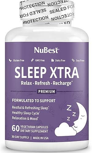 Miniatura 7 de NuBest Sleep Xtra  Apoya un sueño saludable para adultos  Vitamina B6, melatonina, ashwagandha, manzanilla, valeriana y más  No forma hábito  60