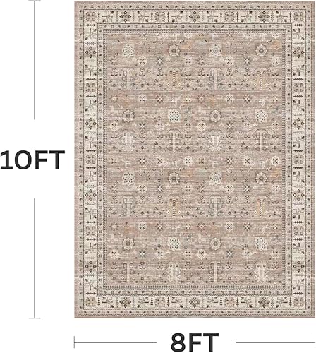 Miniatura 2 de Alfombras para sala de estar, alfombra vintage de 8 x 10 pulgadas, lavables a máquina, para dormitorio, sala de estar, alfombra envejecida,