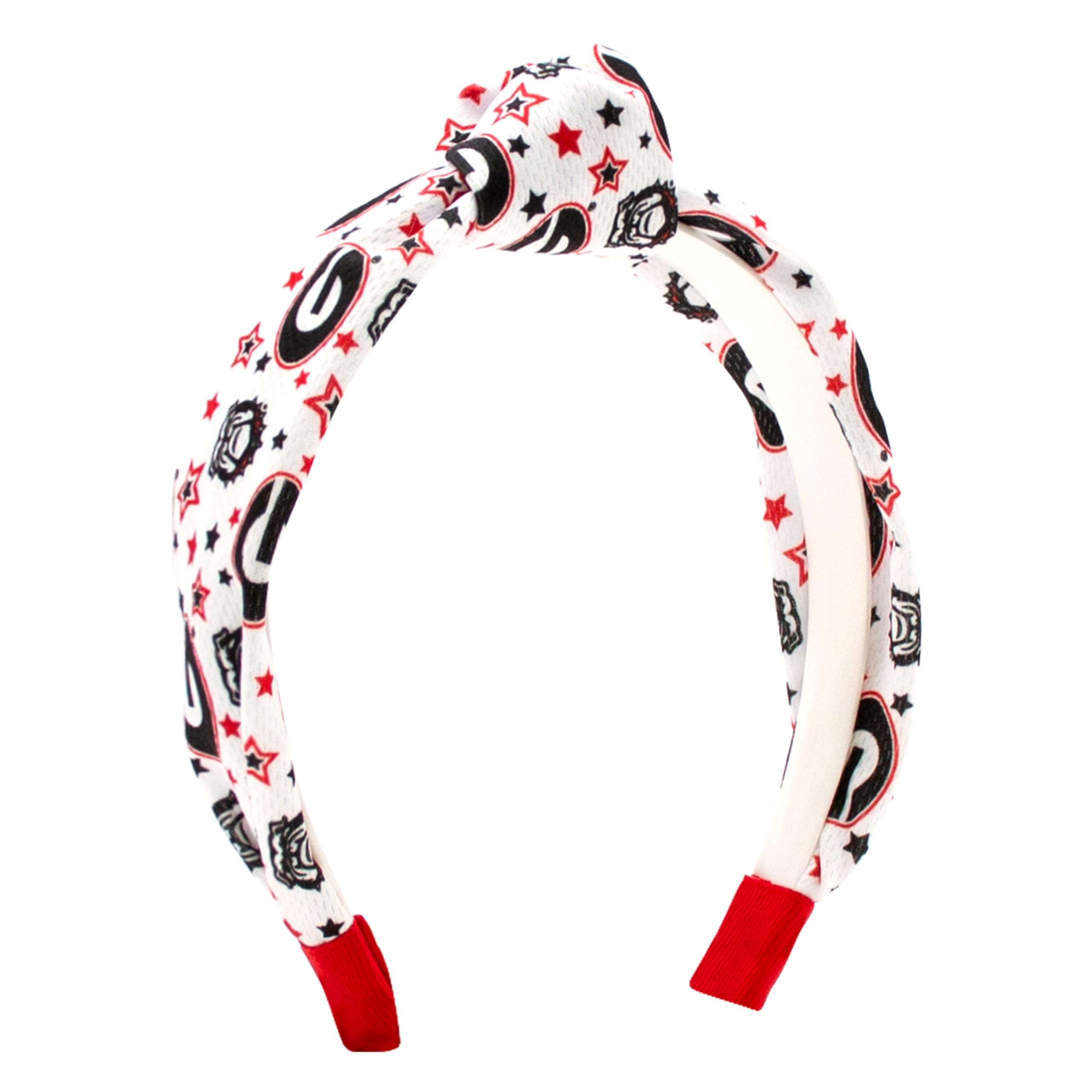 Wee Ones Divine Creations, Girls' Signature Collegiate Logo Print Grosgrain Knot Headband, One Size, Georgia Bulldogs