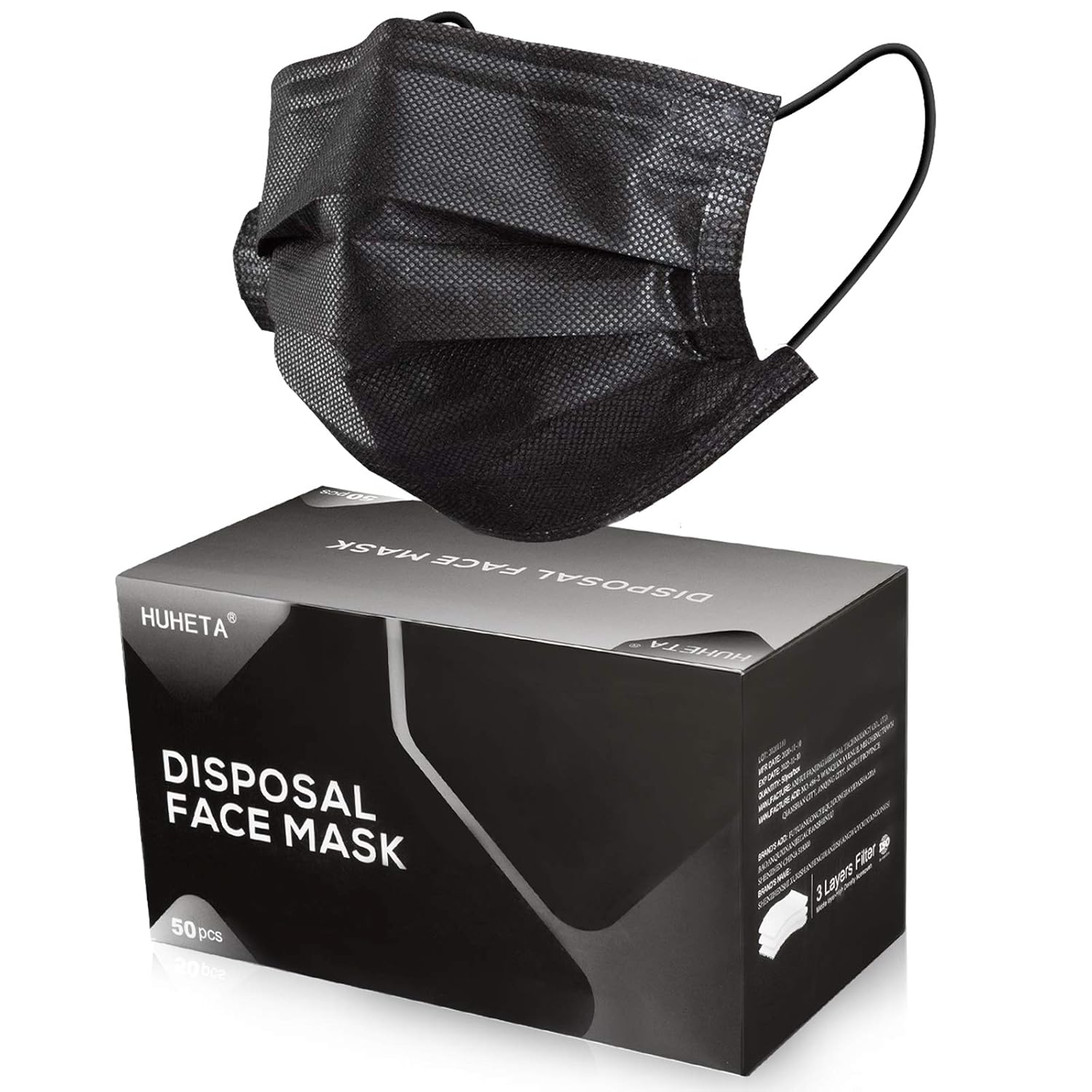 Pack of 50 Disposable Face Mask 3Ply Breathable