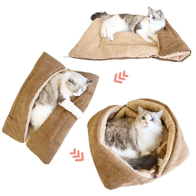 Foto 5 de 7 de Rutaqian Pet Blanket Bed, Multifunctional Foldable Cat Pet Mat Pad Corduroy Soft and Warm Pet Bed Cushion for…