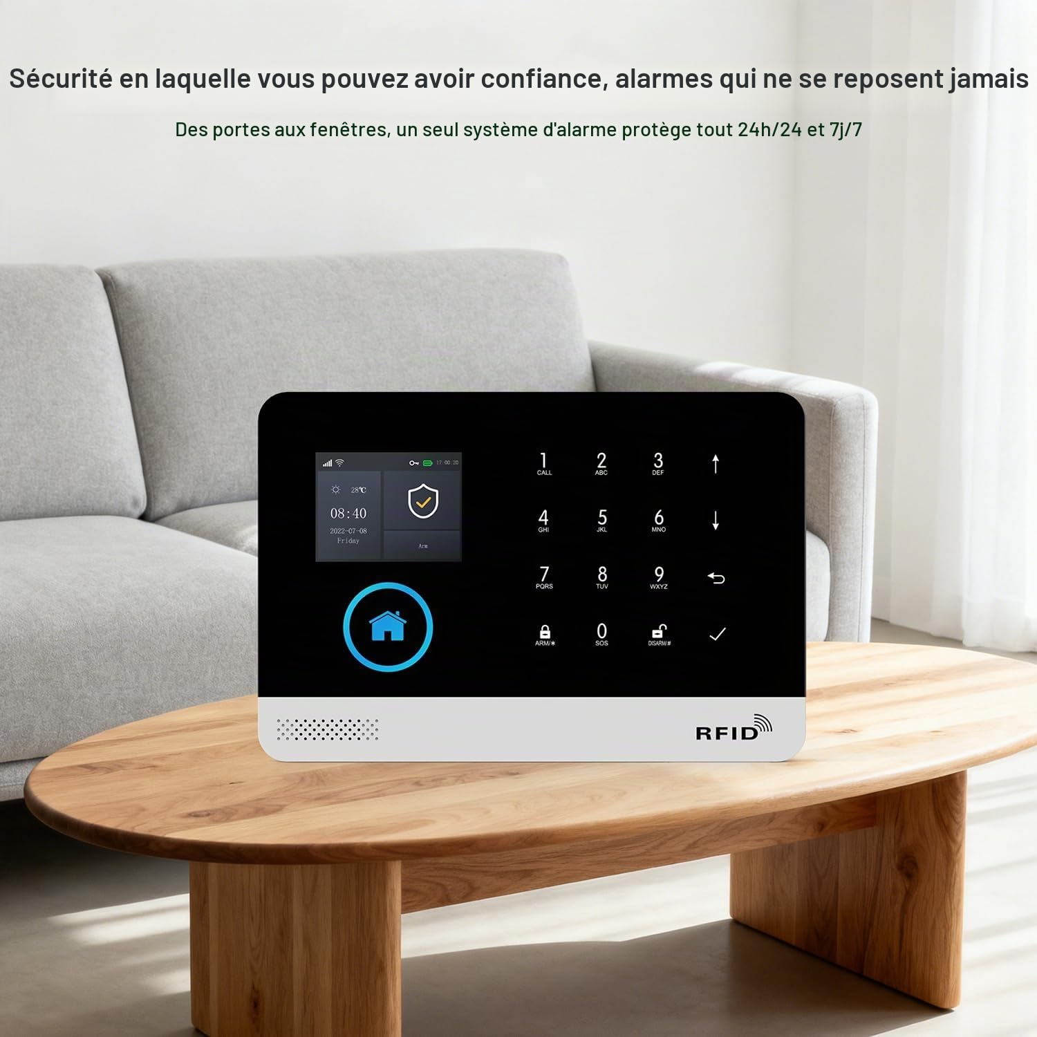 PGST Système d'alarme WiFi avec caméra de sécurité HD, capteurs d'alarme de Porte, capteurs de Mouvement PIR, alertes instantanées Via l'application Tuya, Compatible avec Alexa et Google
