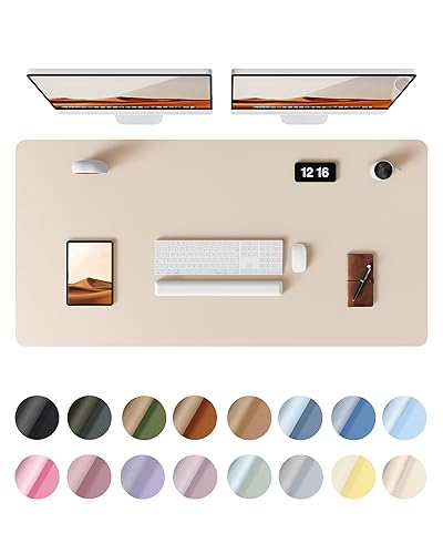 YSAGi Leather Desk Protector, Office Mat, Large Mouse Mat, Non-Slip PU Leather Blotter, Laptop Pad, Waterproof Writing Pad for Office and Home (Eggshell, 47.2" x 23.6") - Eggshell - 47.2" x 23.6"