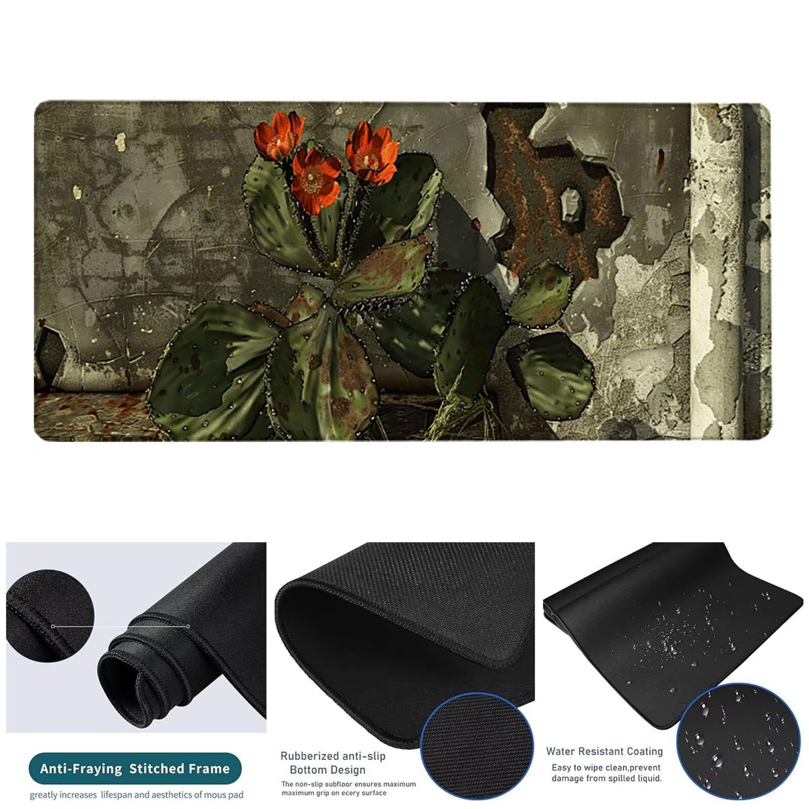 Podkładka pod mysz dla graczy 1200 x 600 x 3 mm, duża szara podkładka pod mysz, podkładka pod mysz kwiatową, wodoodporna i antypoślizgowa, wielofunkcyjna duża podkładka pod klawiaturę i mysz