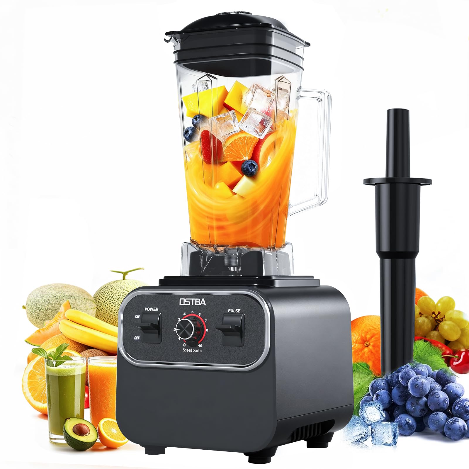 OSTBA Blender for Smoothies, Commercial 10-Speed Control Blenders for Kitchen, 68Oz Large Capacity and BPA-Free Pitcher, 1600W Countertop Blenders for Ice Crushing, Frozen Drinks, Puree &amp; Grinding